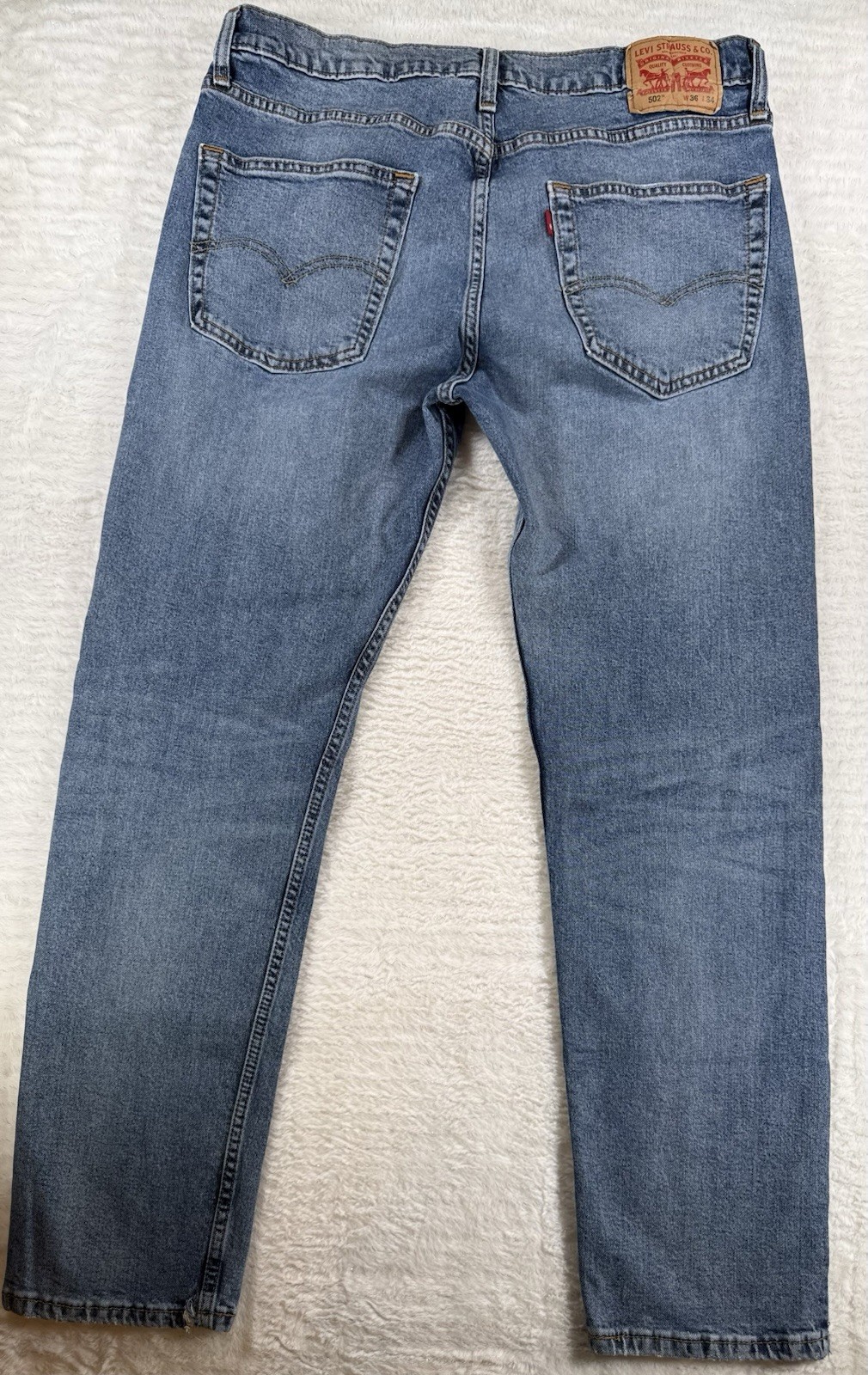 Levi’s Men’s 502 Jeans 36×34 Taper Fit Stretch Blue Denim Class Comfort Modern