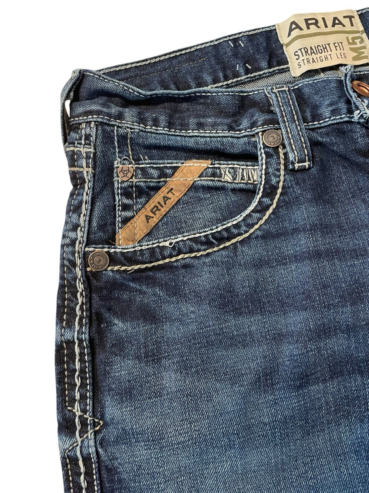 Ariat Men’s Blue Jean M5 Straight Fit Straight Leg Jeans 28X32 Gambler Model EUC