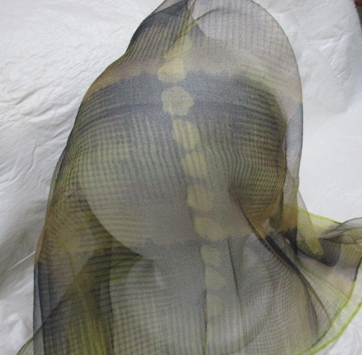 Vintage Ladies Twinkle Sheer Scarf – Black, Brown, Yellow – 25″ x 26″ – Japan
