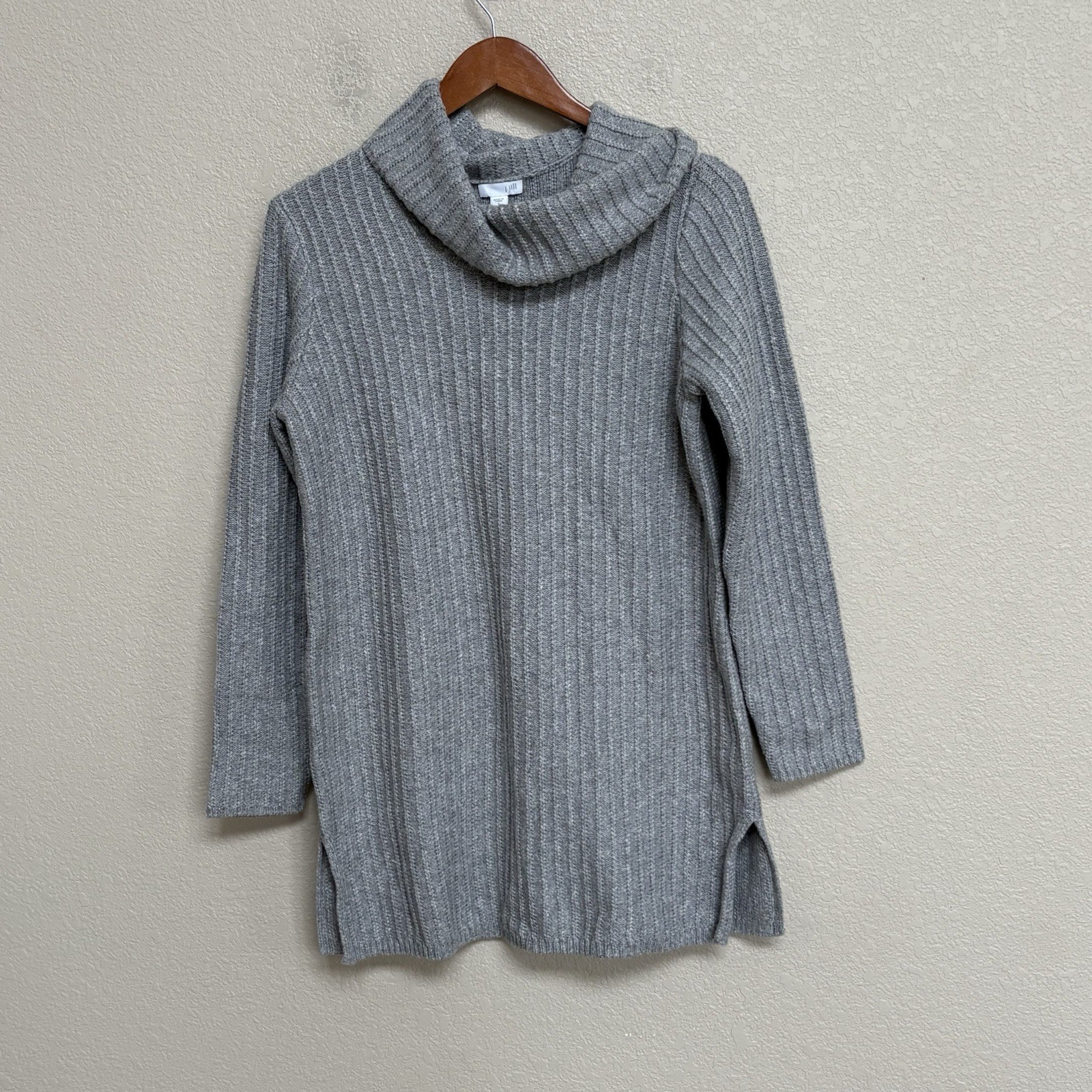 NWT J.Jill Gray Heather Ribbed Turtleneck Knit Tunic Sweater Size Small