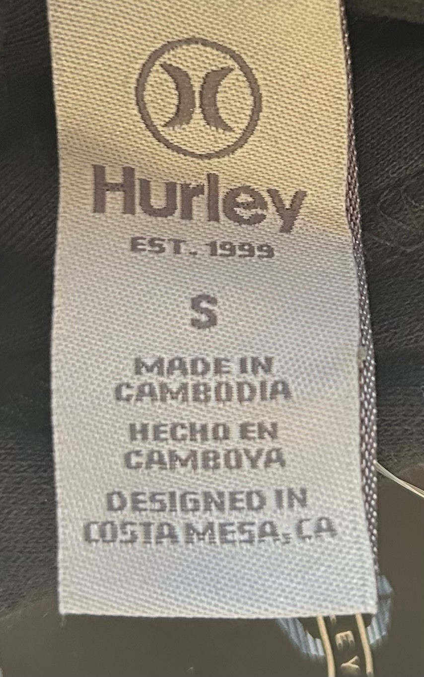 Hurley Men’s Hoodie Regular Fit Cotton/Polyester Fleece Black Size Small NWT