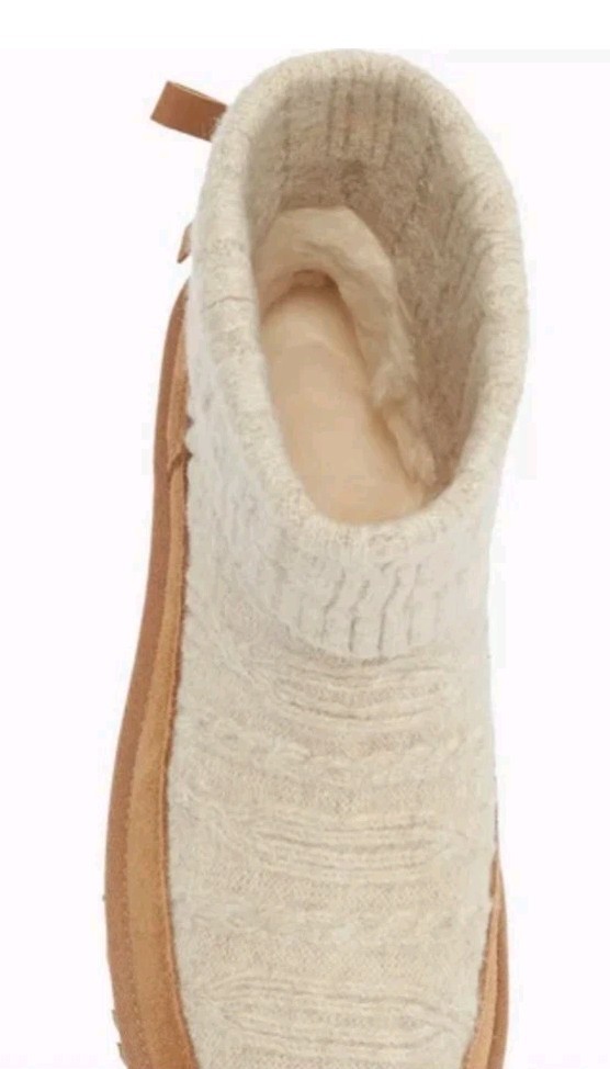 Women’s UGG Classic Mini Cabelle Chestnut Suede/Knit Boot Sz 8.0 UntouchedNewBox
