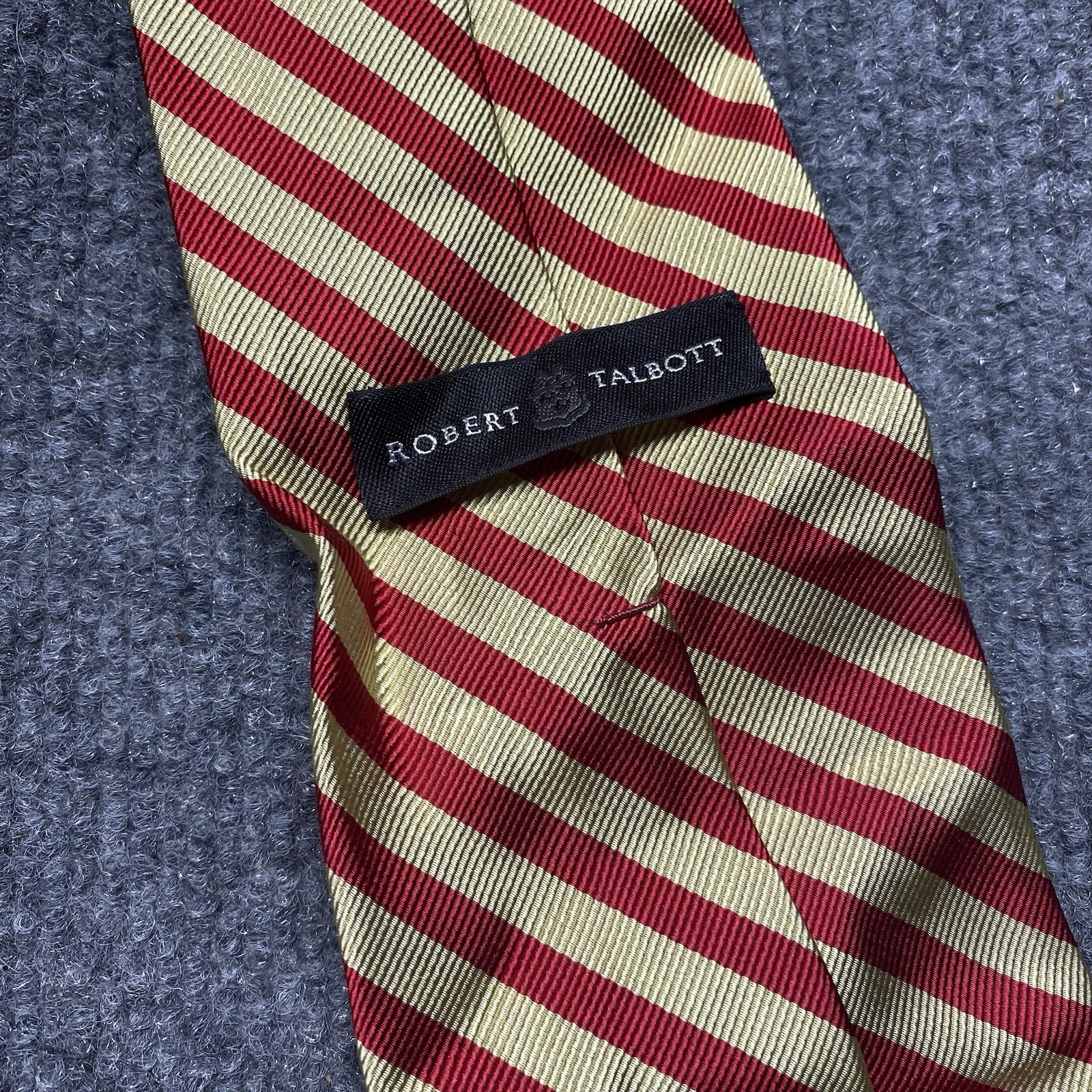 Robert Talbott Striped Tie Red Gold Length 57-60 Width 3.5 Preppy Classic