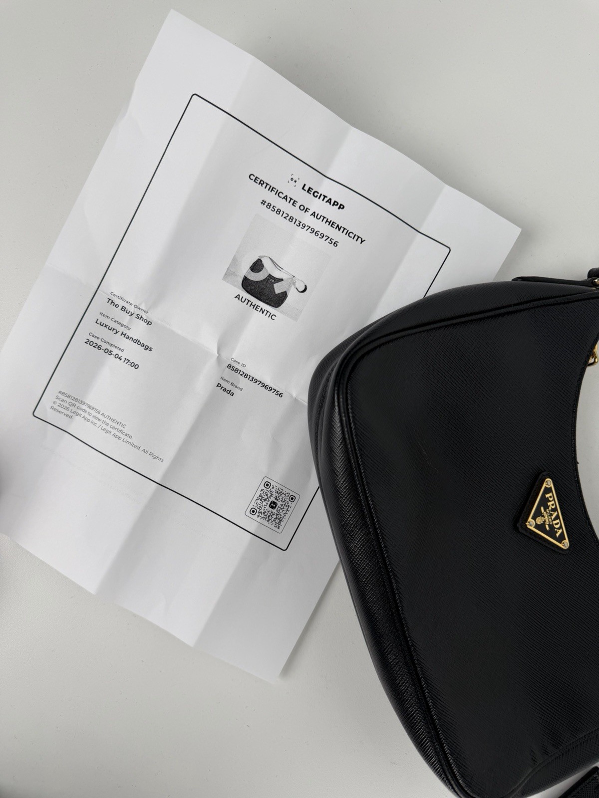 Prada Re-Edition 2005 Saffiano Leather Mini Bag in Black with Key Ring D-3