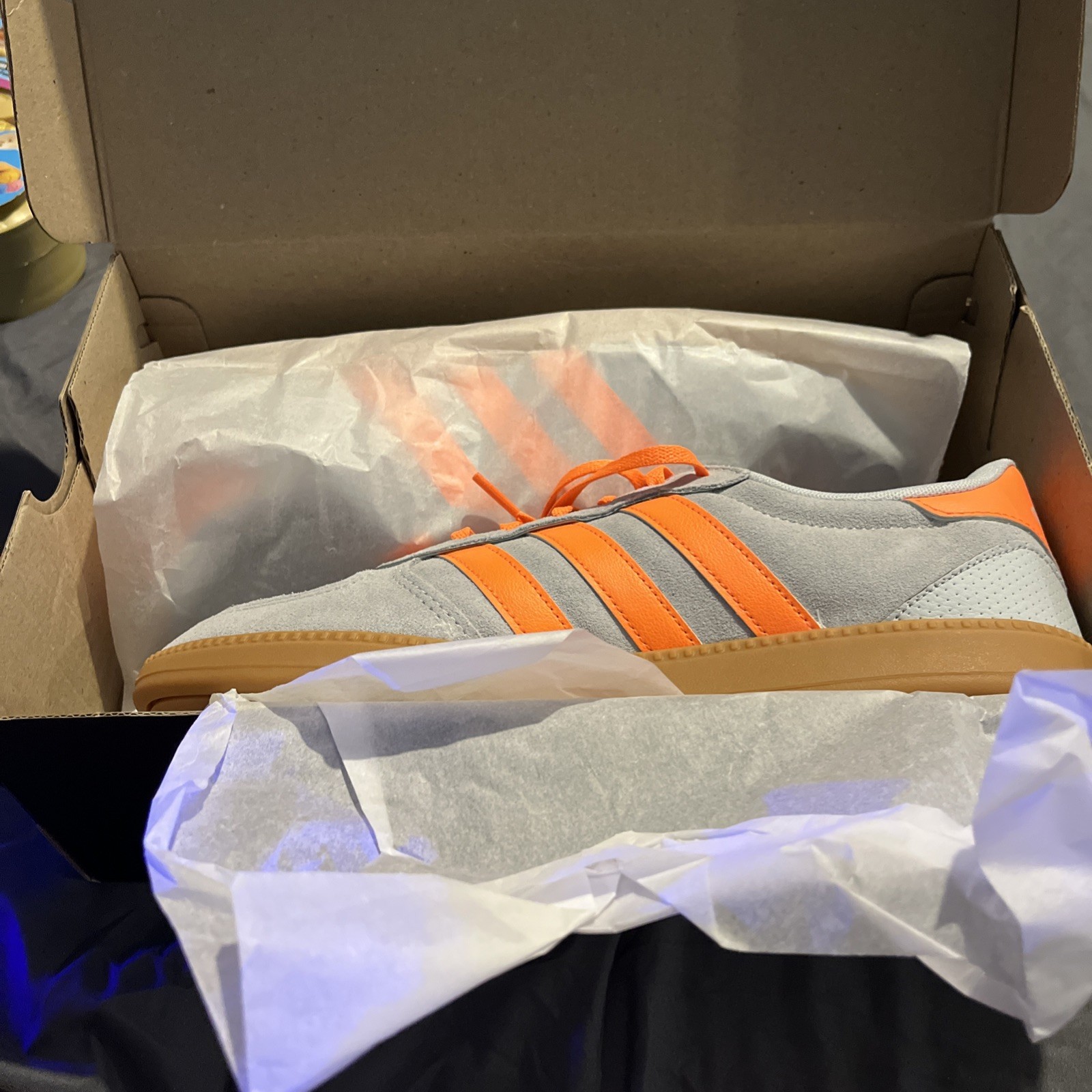 Adidas Breaknet Sleek Womens Size 10 Gray Orange Gum Sole Sneakers NEW