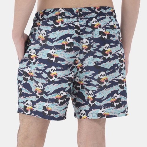 No Boundaries Panda Bear Men’s Elastic Waist Swim Trunks 6″ Inseam 2XL (44-46)