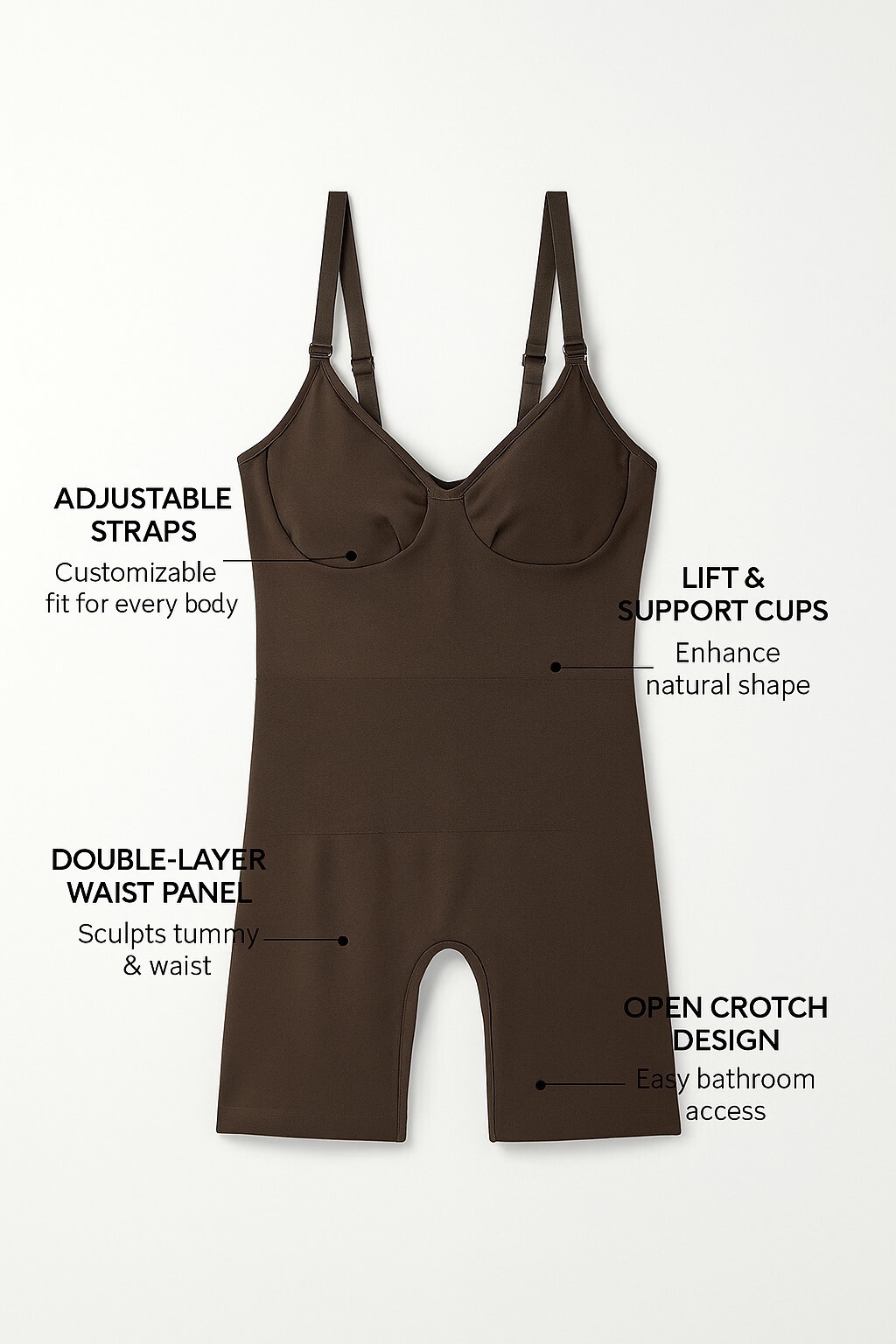 Seamless Slimming Bodysuit for Women – Adjustable Straps & Built-In Bra