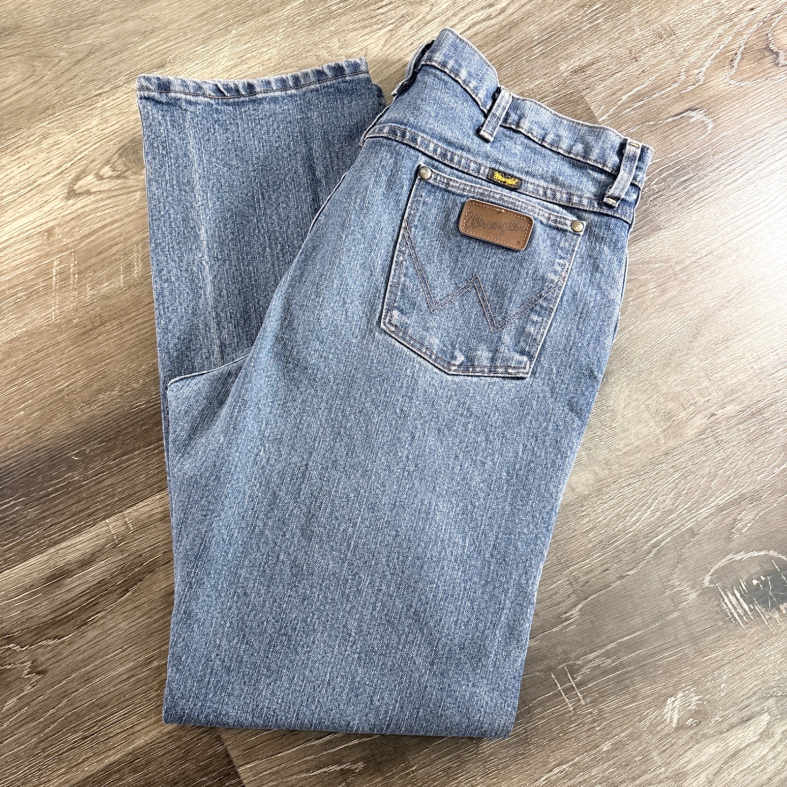 Wrangler 47 Advanced Comfort Regular Fit Mens Blue Jeans 38×34 Straight Leg