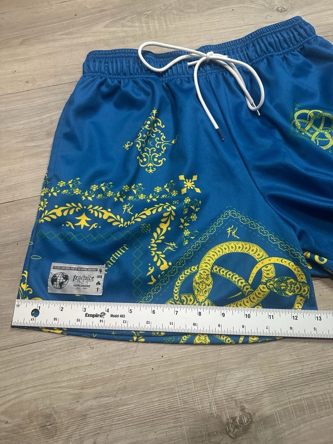 Fracture Worldwide Ken Kyo Mesh Shorts Blue and Yellow Paisley