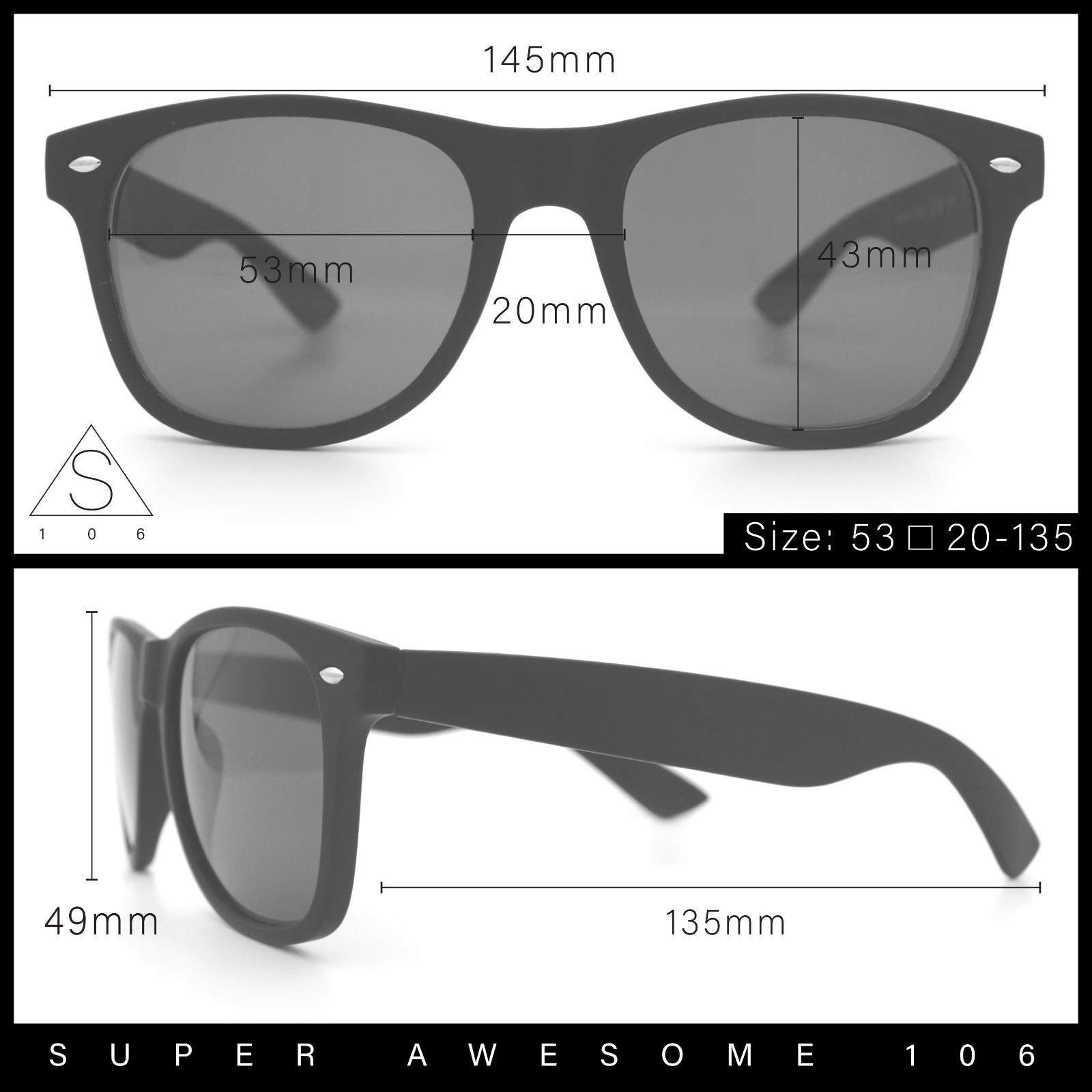 Mens Glass Lens Hipster Rubberized Matte Black Classic Horn Rim Sunglasses