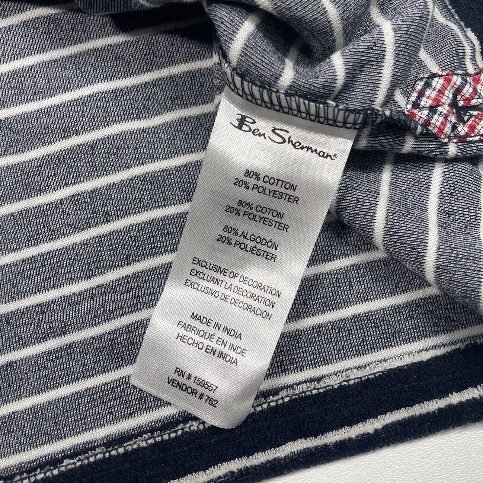 Ben Sherman Shirt Men’s Small Navy White Stripe Short Sleeve Textured Polo NEW