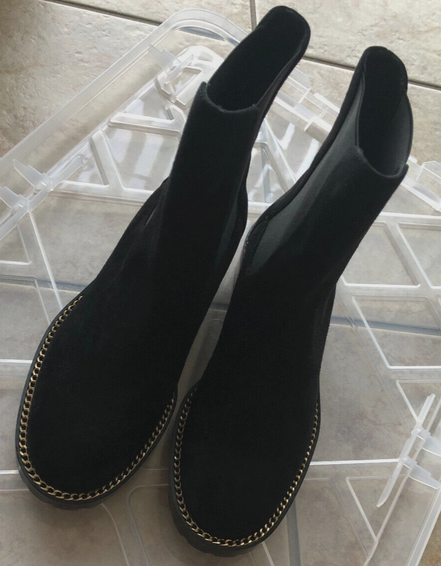 New Stuart Weitzman Kolbie Chelsea Boots Size 6 M, BLACK SUEDE – $695