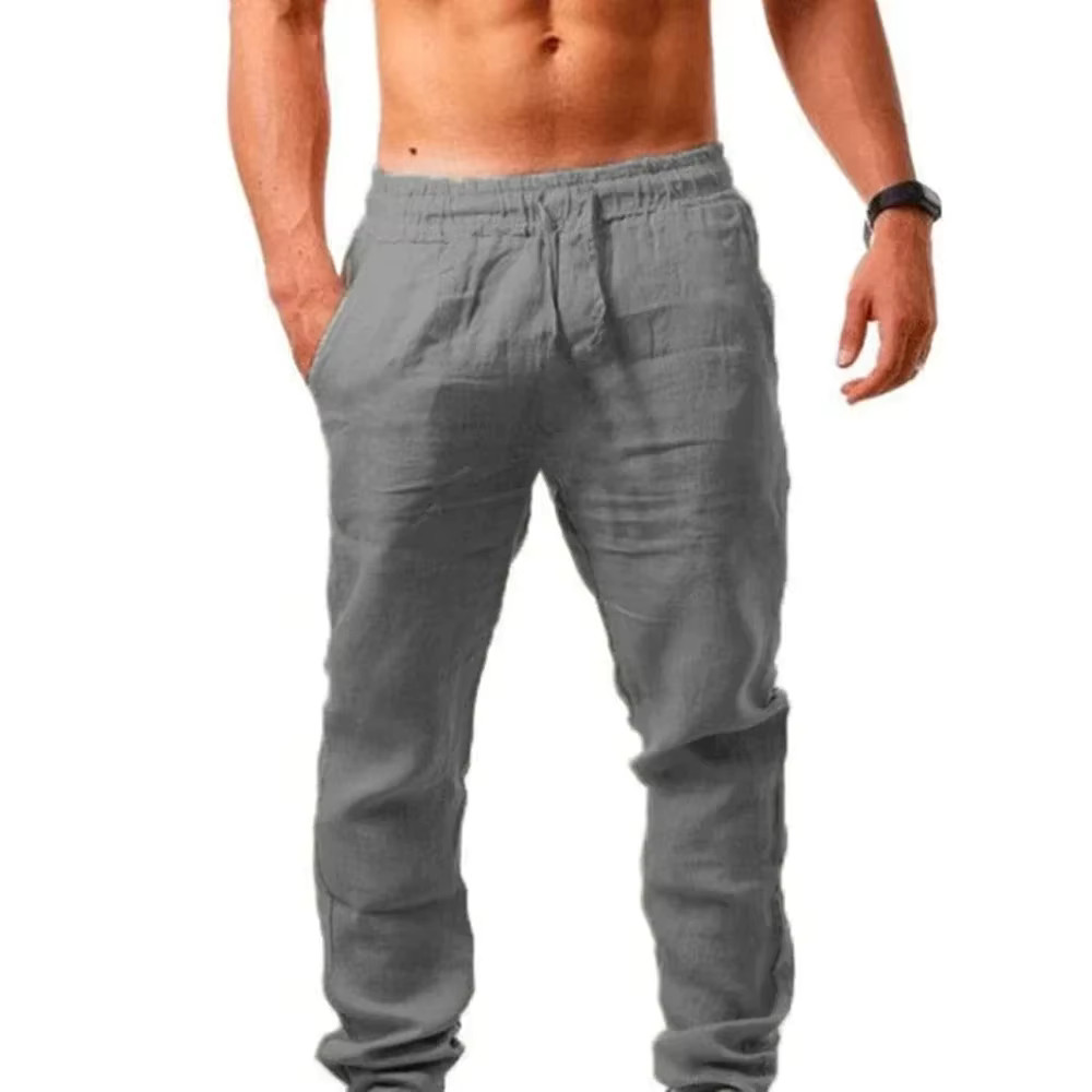 Summer Men’s Casual Elastic Waist Solid Color Breathable High Quality Pants Gift