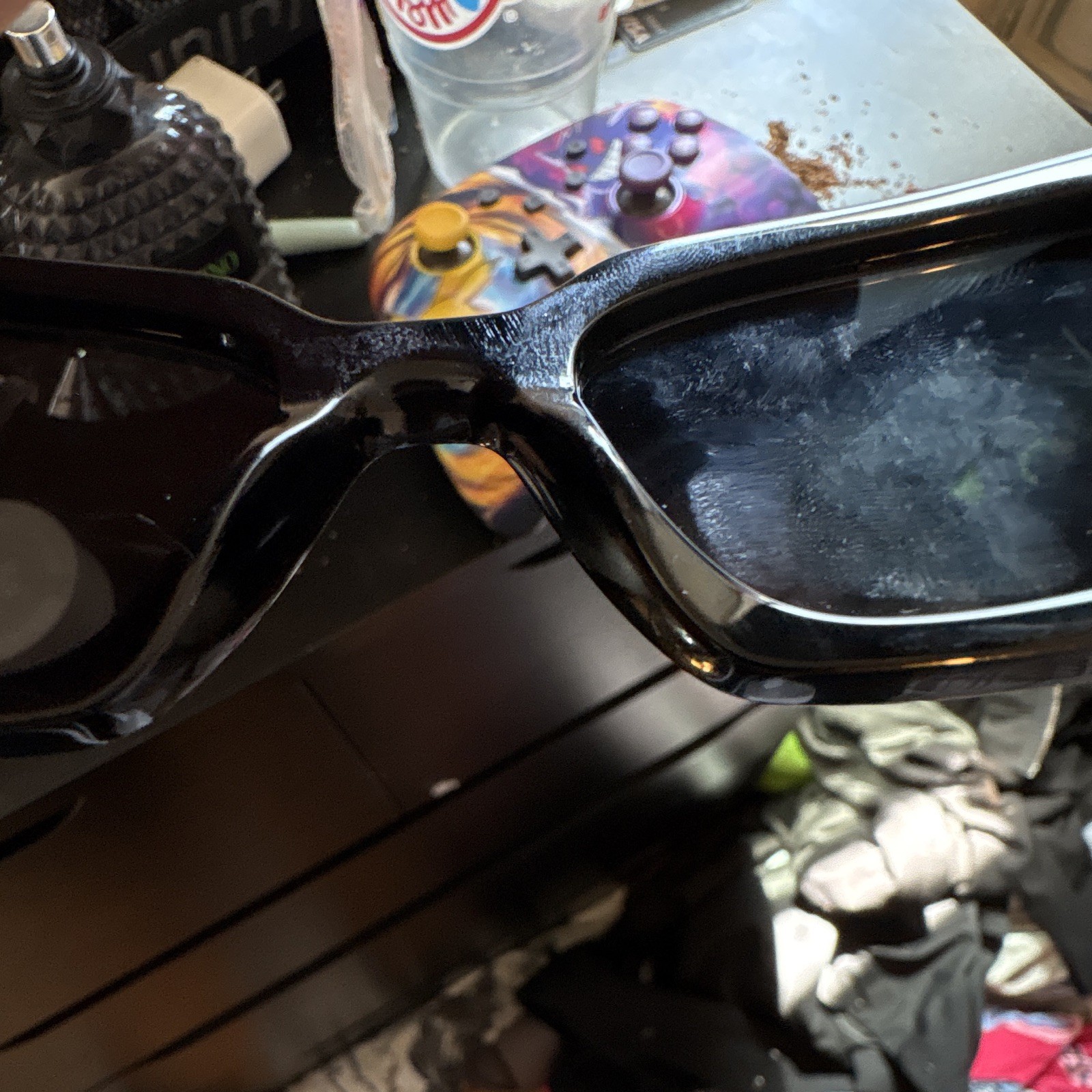Prada SPR 17W Rectangle Sunglasses Black Frame/Black Lens Plastic 145mm