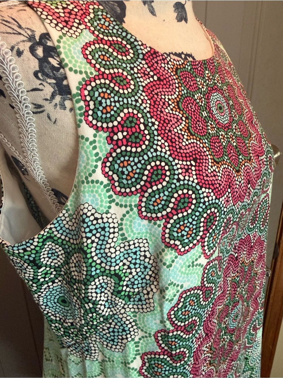 Sleeveless Mint & Pink Mandala design dress-London Times (8)