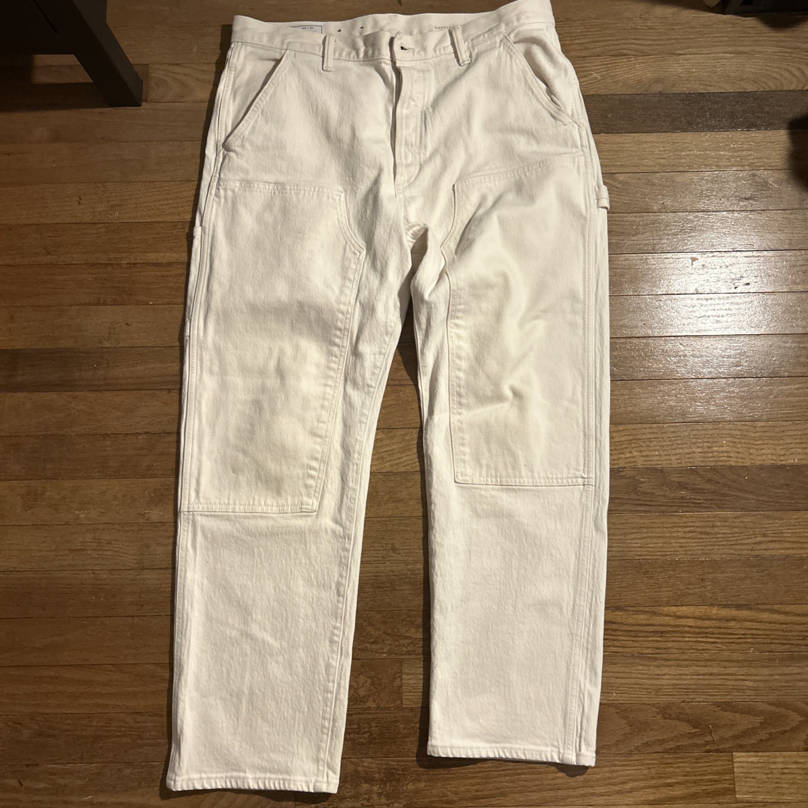 Gap Double Knee Jeans Mens Size 34×30 White Relaxed Straight Y2K Grunge