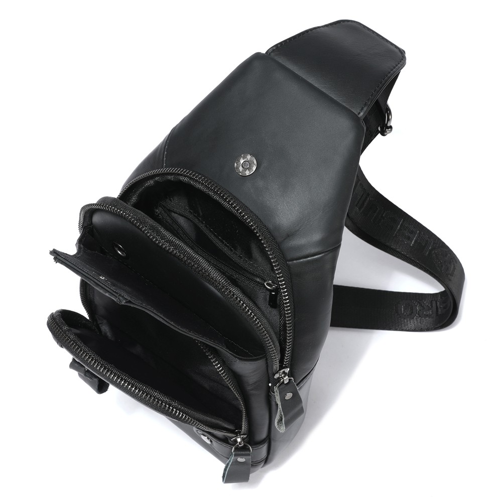 Men Sling Backpack Chest bag Crossbody Bag 100% Genuine Leather Shoulder Bag NEW