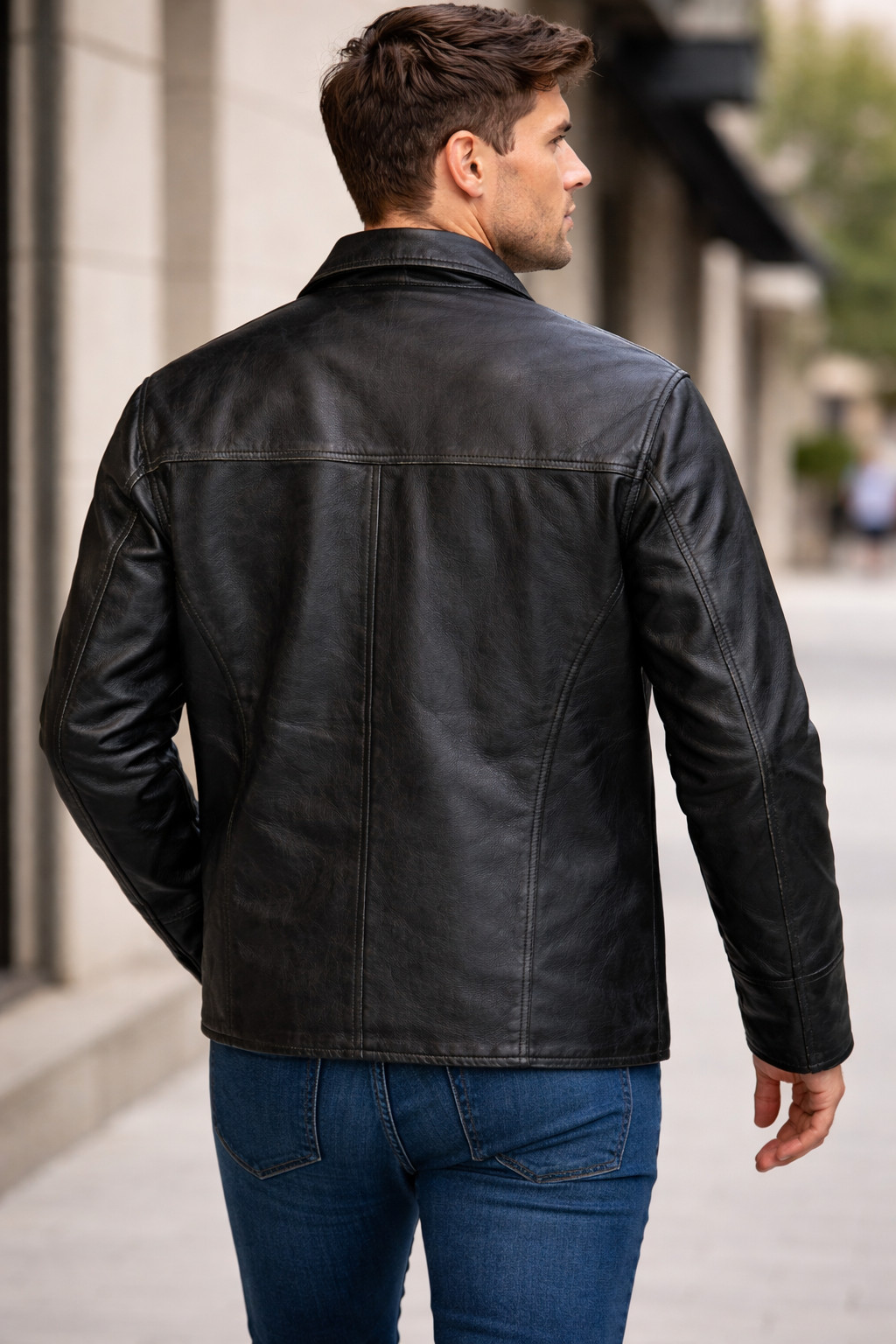 Men’s Genuine Soft Nappa Leather Jacket – Zipper Closure – Brand New Free Gift