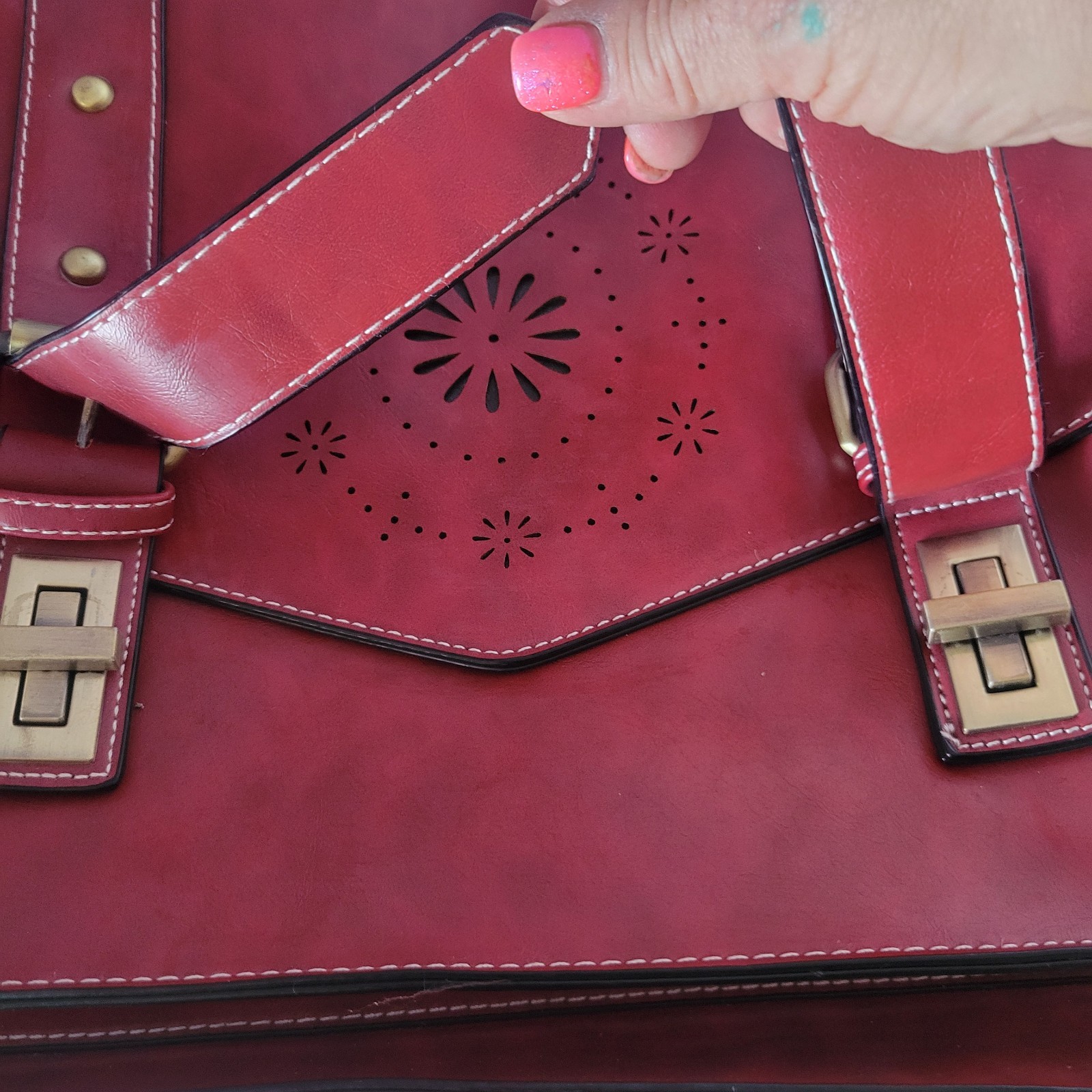 ECOSUSI EXECUTIVE RED FAUX LEATHER SACHEL BAG