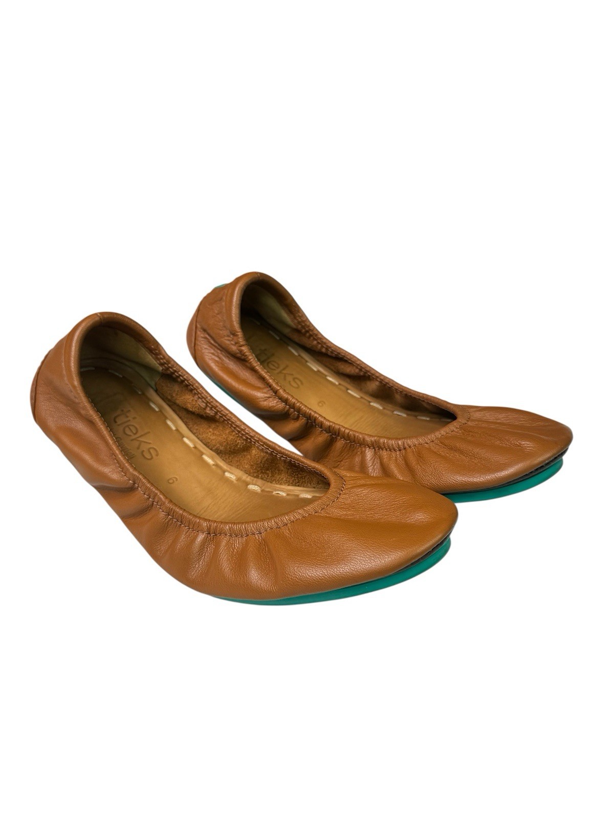 Tieks Chestnut Rich Brown Nappa Leather Travel Ballet Flat Shoes Size 6 Ret $210