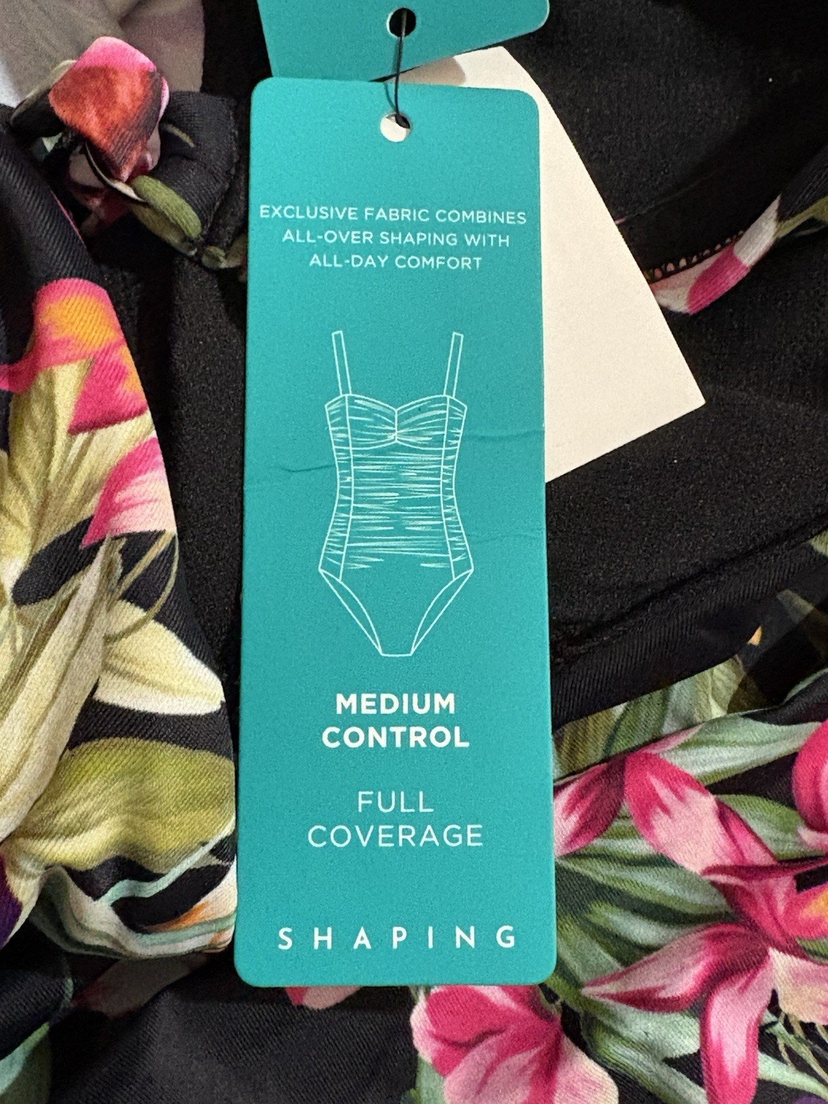 Swimsuit One Piece By Aqua – Green Floral Medium Control Sz 6 Resort Shapes NWT