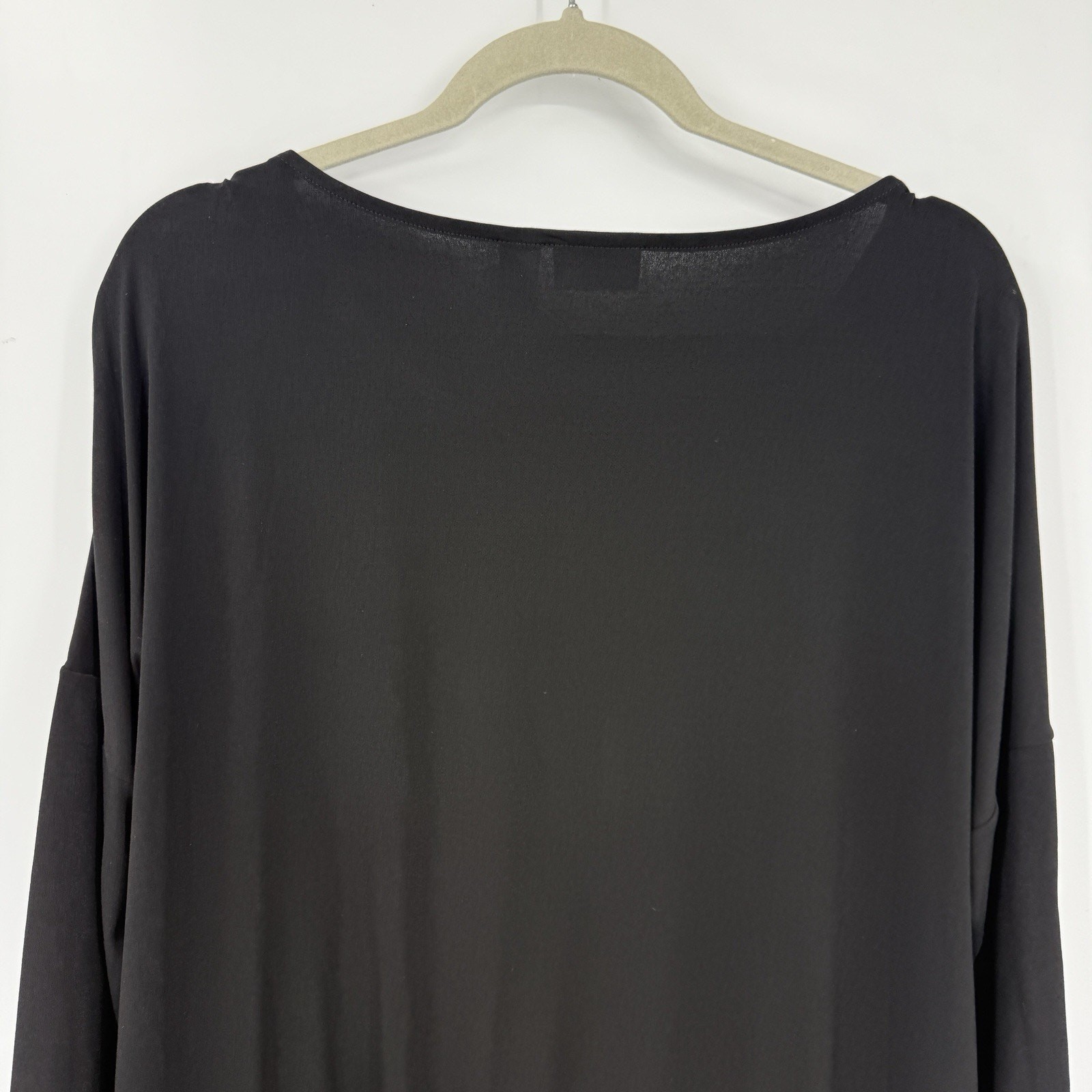 Chicos Travelers 3 Top XL Black Dolman Sleeve Banded Hem Pullover Minimalist