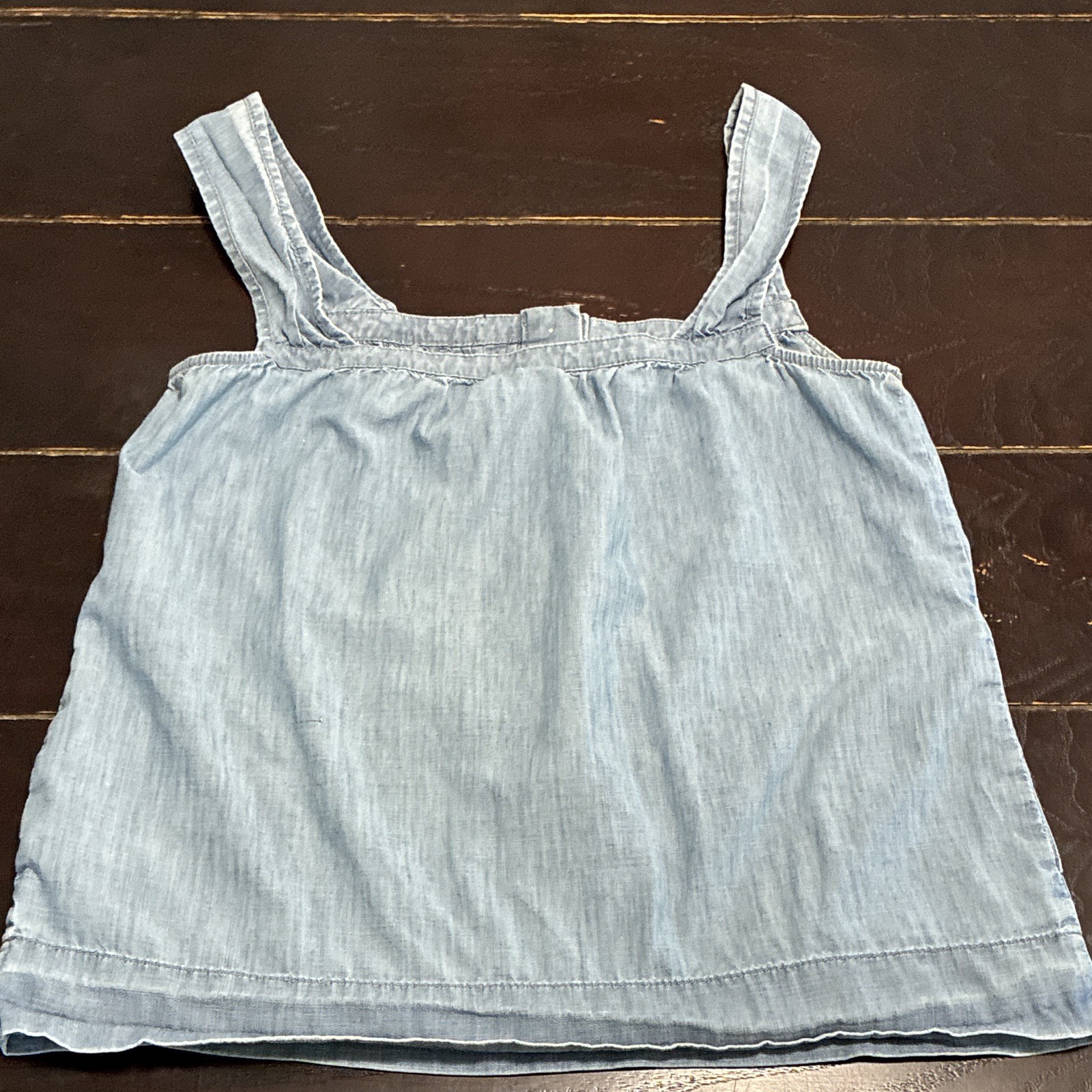 J.CREW Blue Chambray Square Neck Sleeveless Button Front Tank Top Womens 4