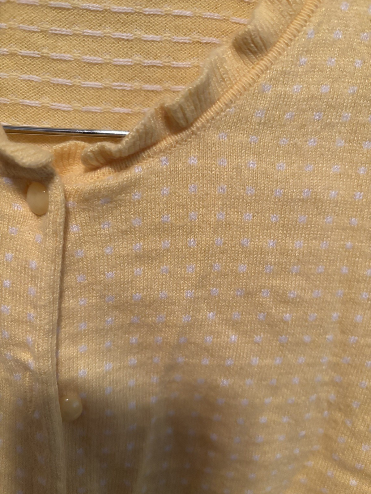 Banana Republic Yellow/White Polka Dots Lightweight Cardigan Sweater Women’s L