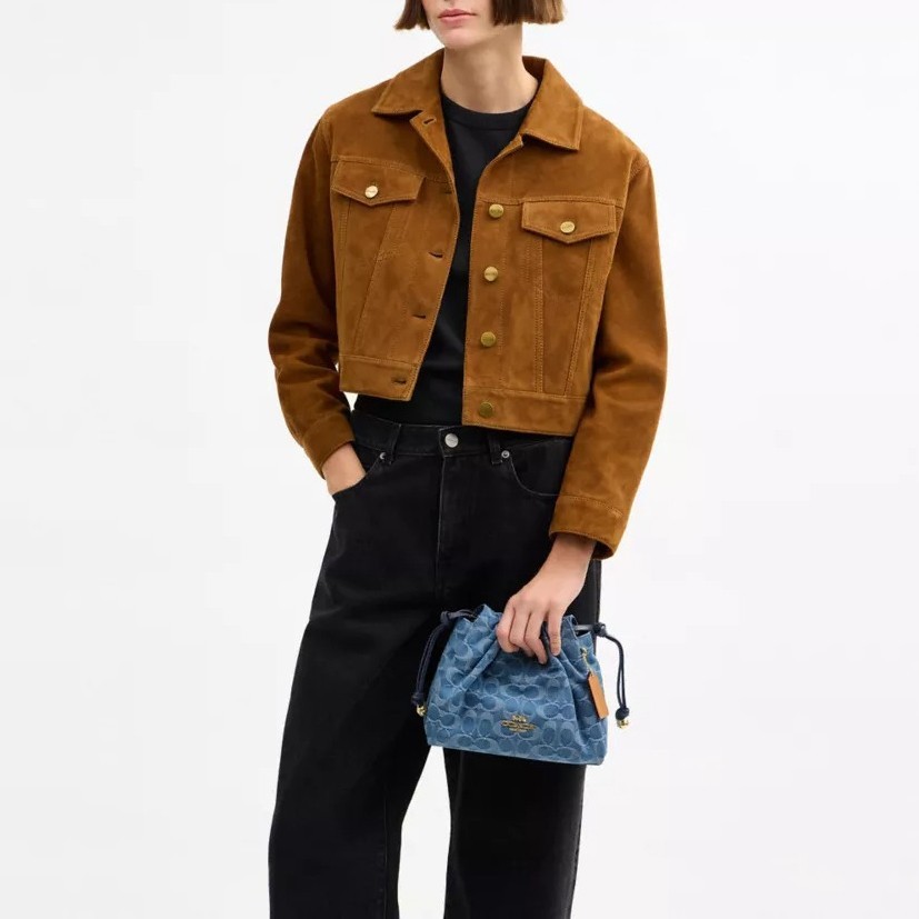 COACH Faye Drawstring Bag In Signature Denim Blue CDB94 F/S JP [DDP]