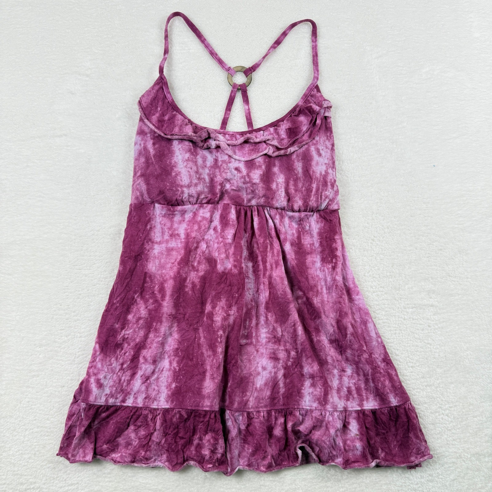 Y2K Self Esteem Tie Dye Babydoll Cami Top Womens XL Purple Boho Fairy