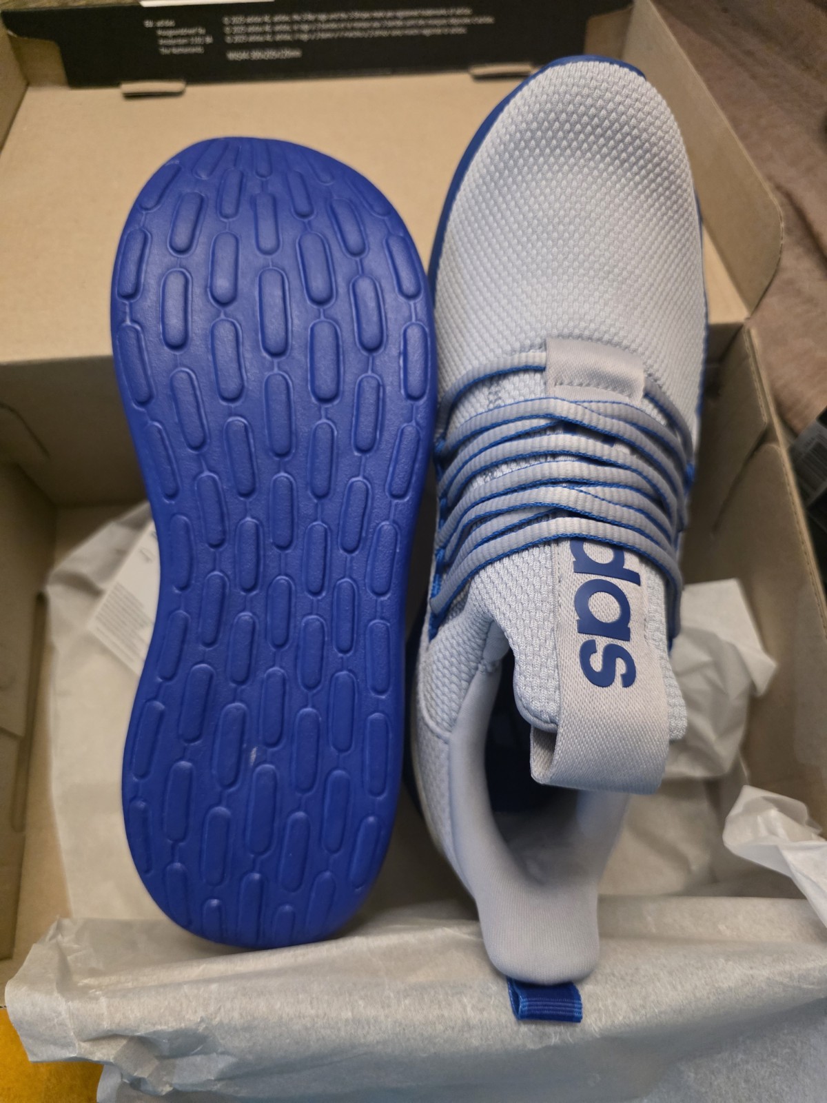 adidas Lite Racer Adapt 7.0 K Kids Slip-On Sneakers Gray/Blue 5.5 JS5016