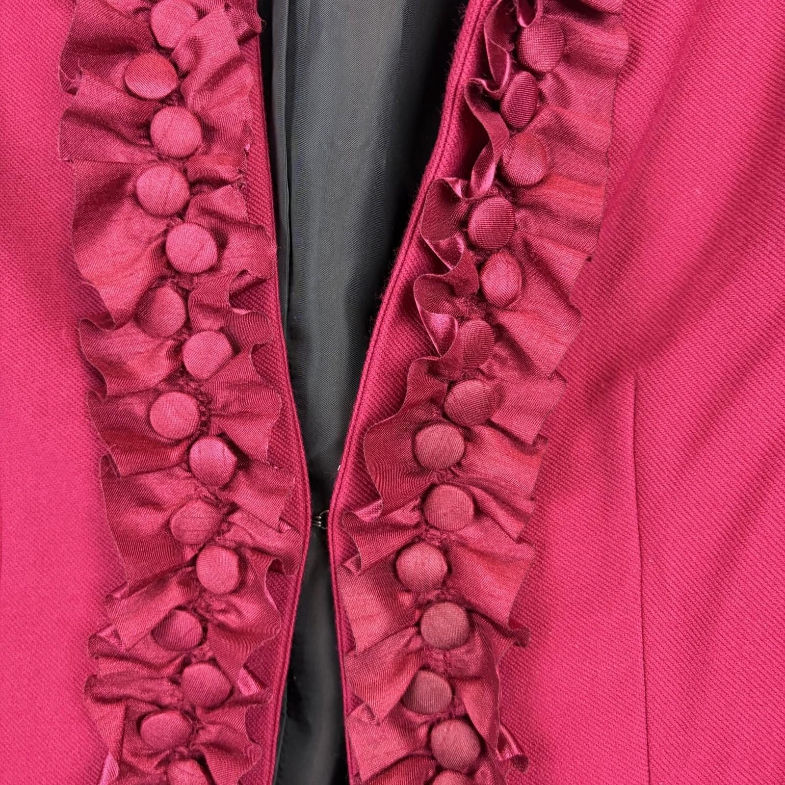 Coldwater Creek Blazer Womens 8 Red Ribbon Ruffle Jacket Feminine Office Career