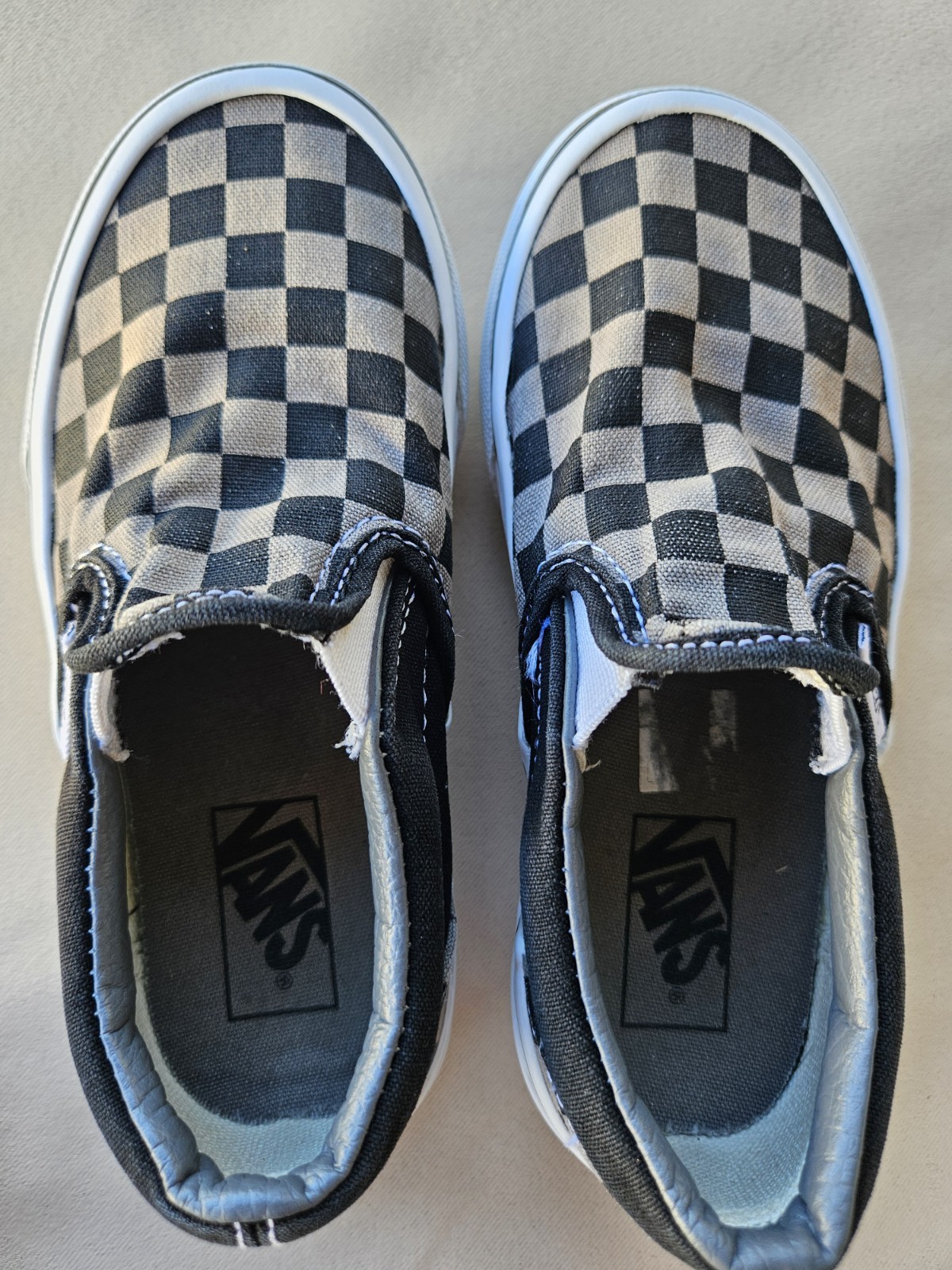VANS Classic Slip-On Shoes In Size 11.5 In Toddlers Black/Pewter Checkerboard
