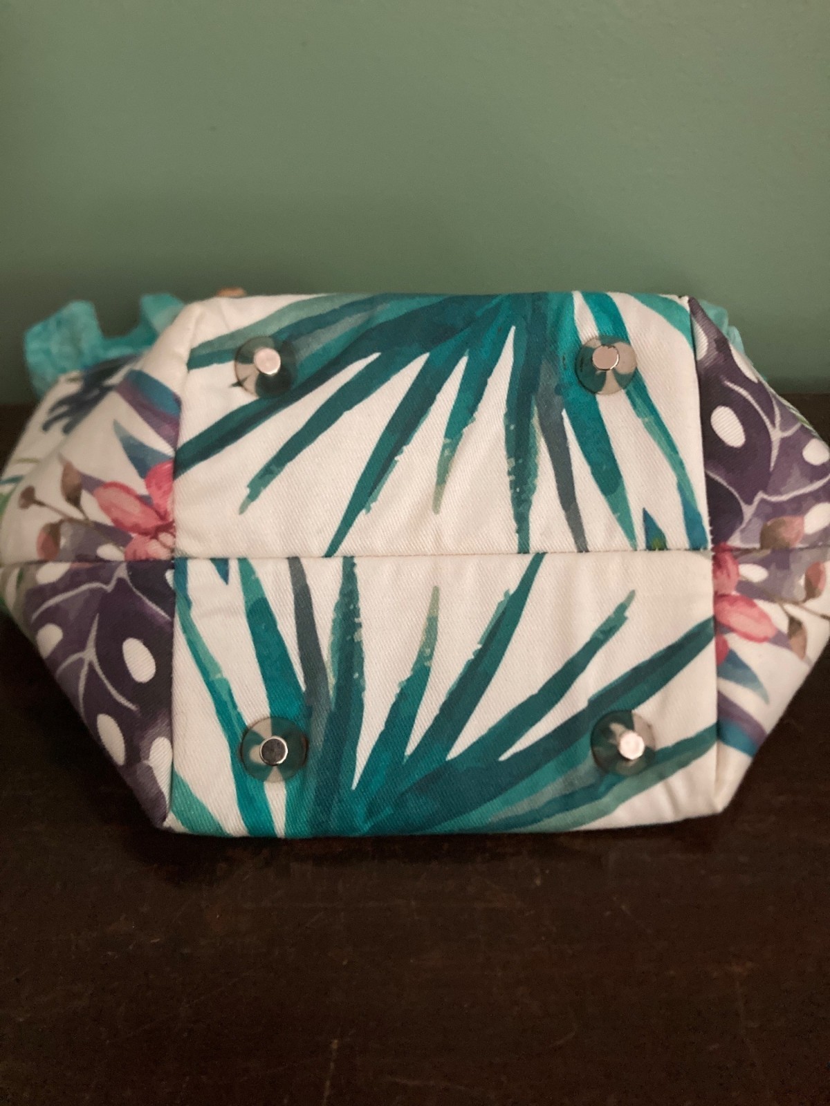 Floral Bamboo Handle Tote Bag With Tropical Print By Sandcastle Designs