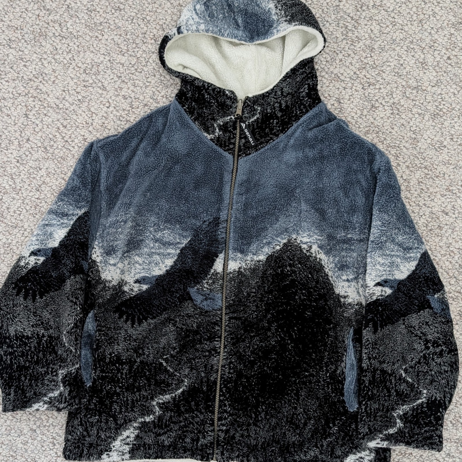 Vtg 90s Denali Fleece Zipped Hoodie Jacket Men’s Large Bald Eagle Mountain Large
