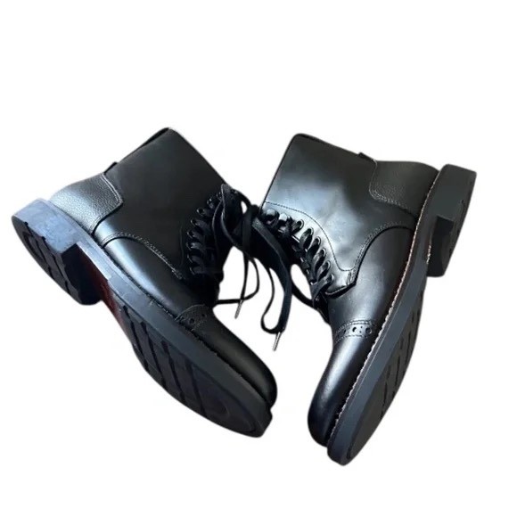 COACH Bleecker Men’s Combat Black Leather Cap Toe Boots 8D