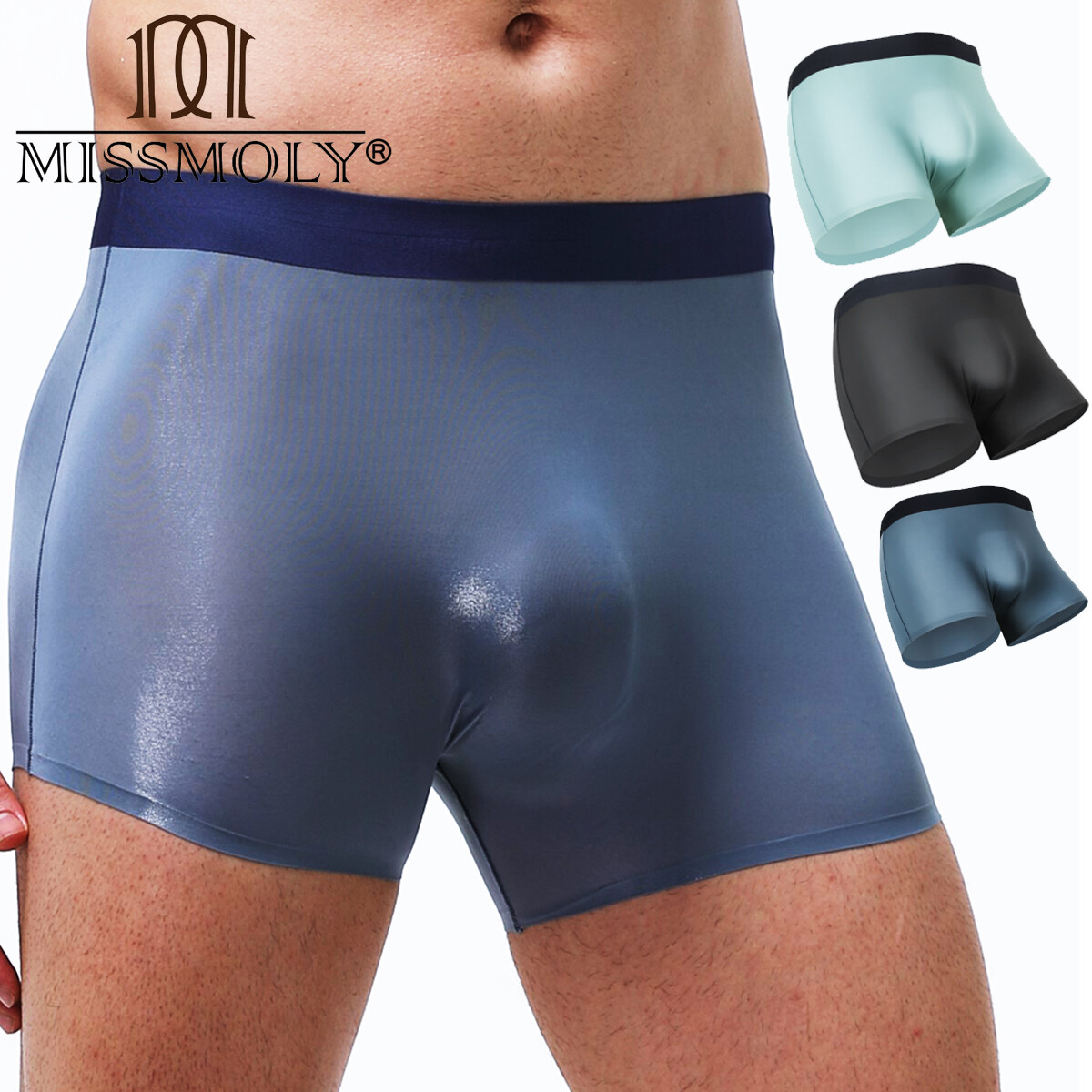 Men’s 3D-Pouch Boxer Shorts Briefs Underwear Ice Silk Breathable Anti-Chafing US