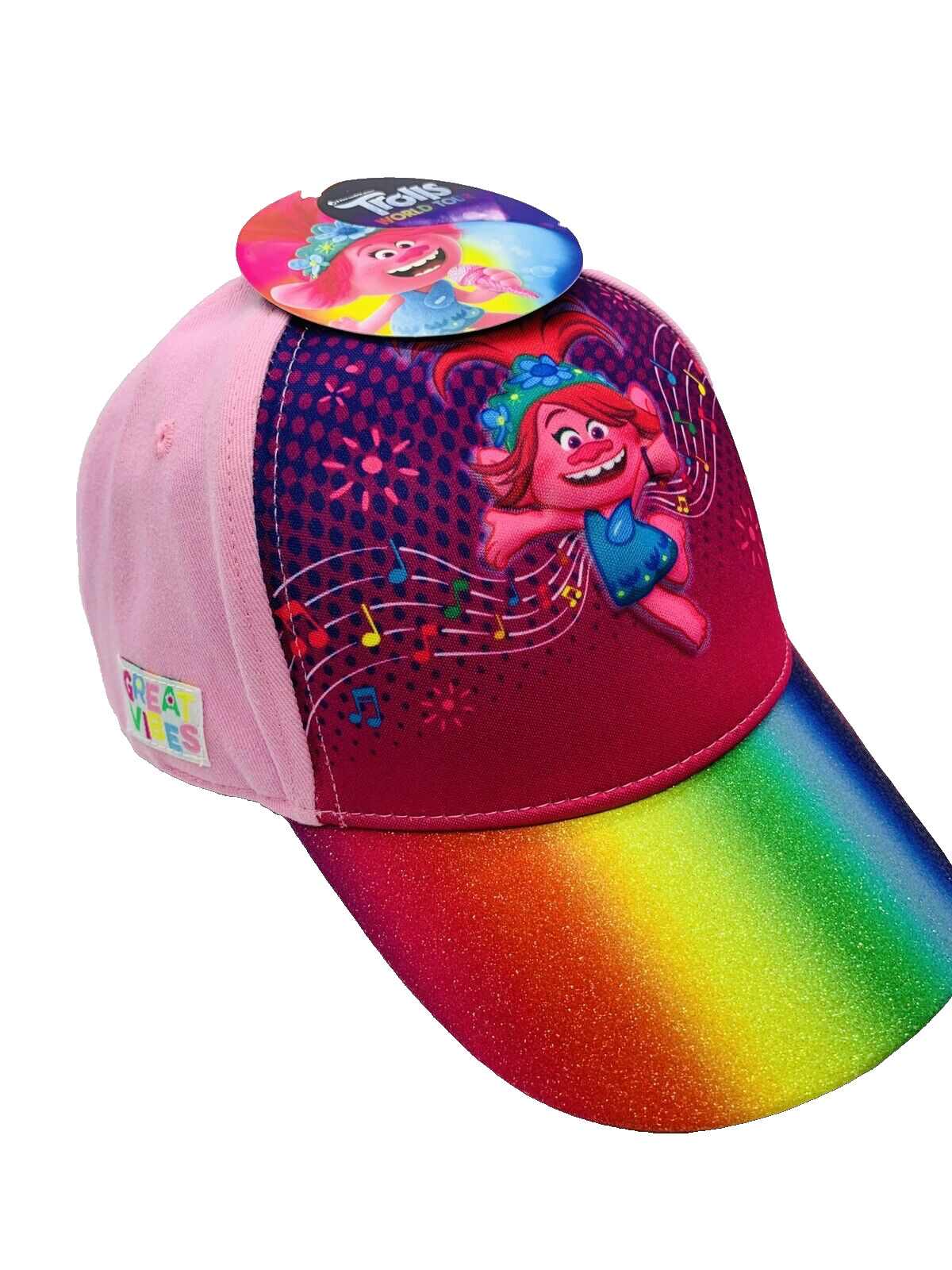 NWT TROLLS Baseball Cap Hat World Tour GIRL’S Multicolor Rainbow Snap Back