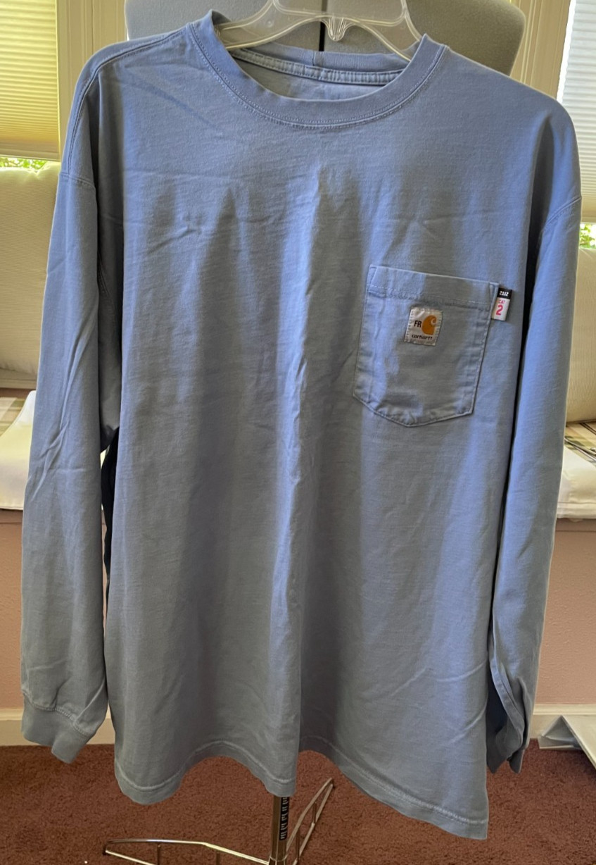 Carhartt Force FR Flame Resistant Pocket T Shirt Blue Men’s XL Workwear CAT 2