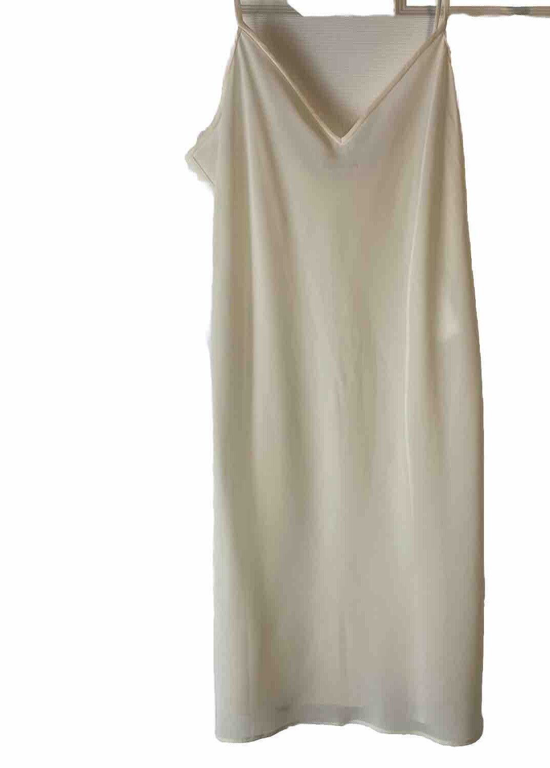 Diane Von Furstenburg Sheer Chemise Slip Dress Sz 4 Ivory V Neck