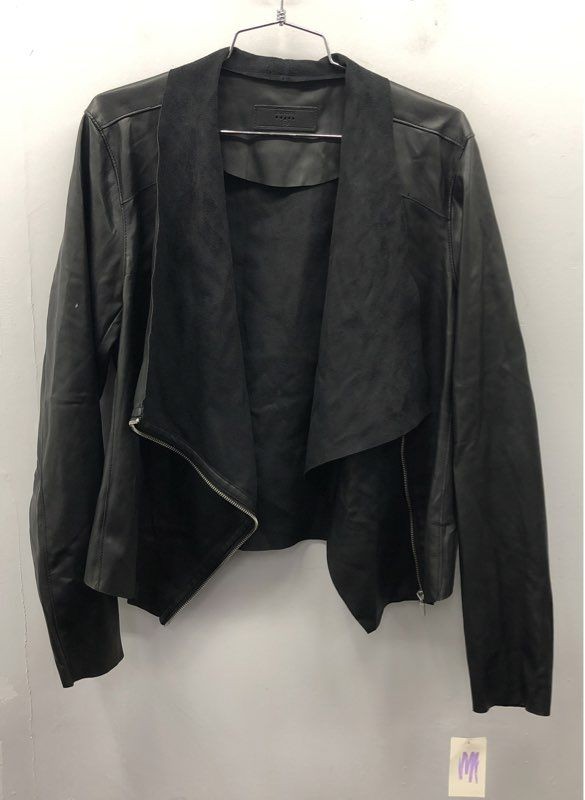 BLANKNYC Women’s Black Night Shift Vegan Faux Leather Drape Jacket Sz XL NWT