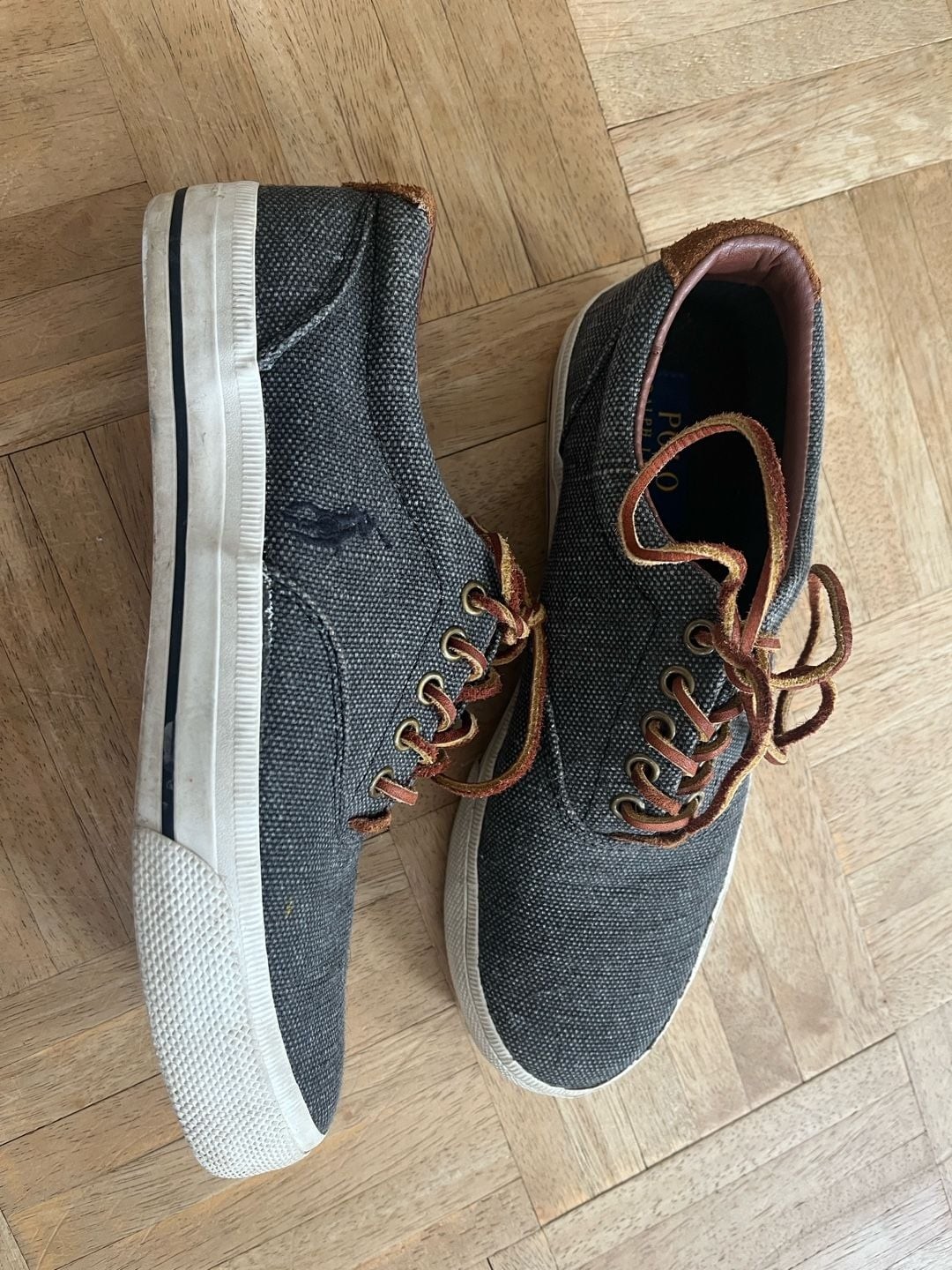 Polo Ralph Lauren Vaughn Charcoal Canvas Low-Top Sneakers 7D