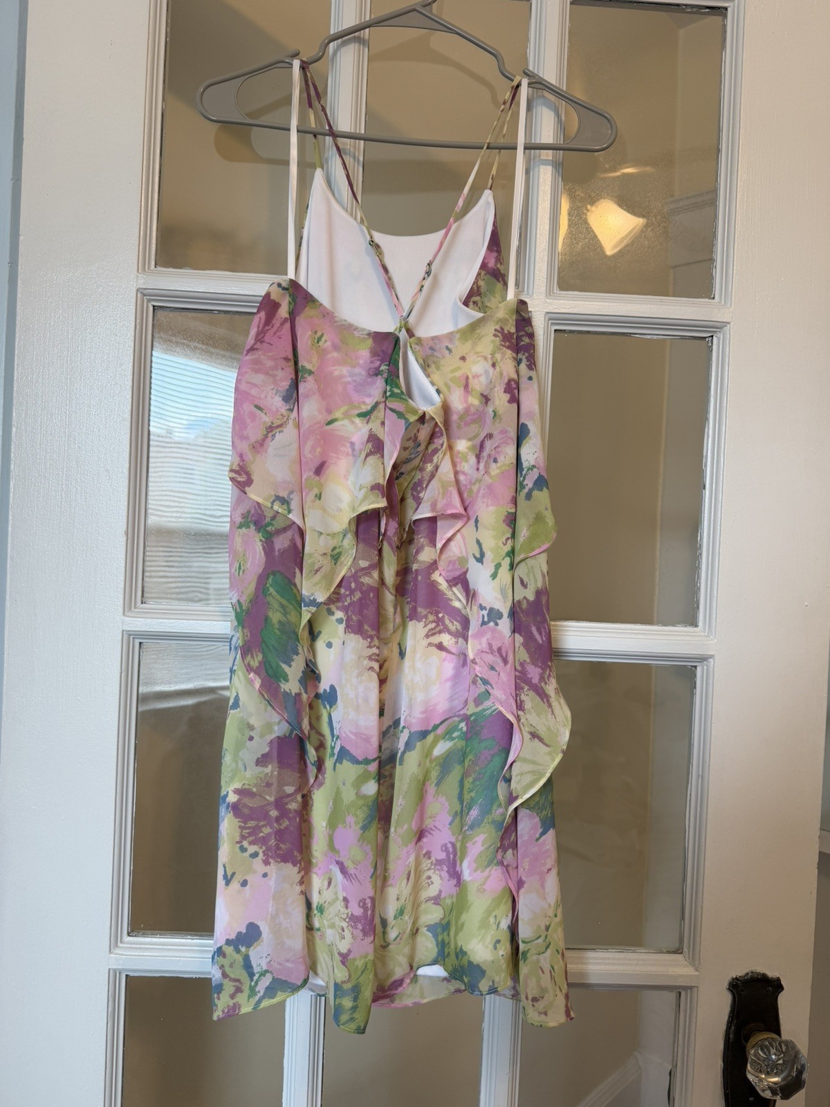 BCBG Max Azria Chiffon dress Spaghetti Straps Watercolors SZ M