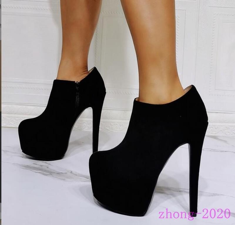 Women’s Platform High Heels Side Zip Faux Suede Shoes Nightclub Sexy Casual Prom