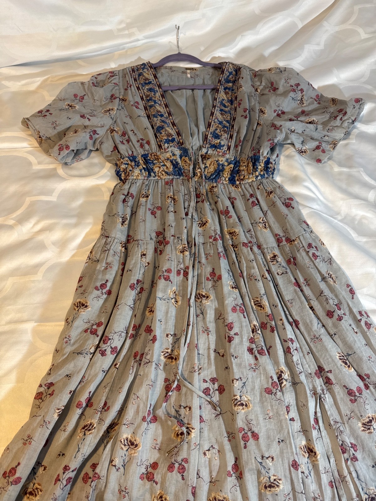 Free People Lysette Maxi Dress Floral Boho Romantic Fairy Blue Small