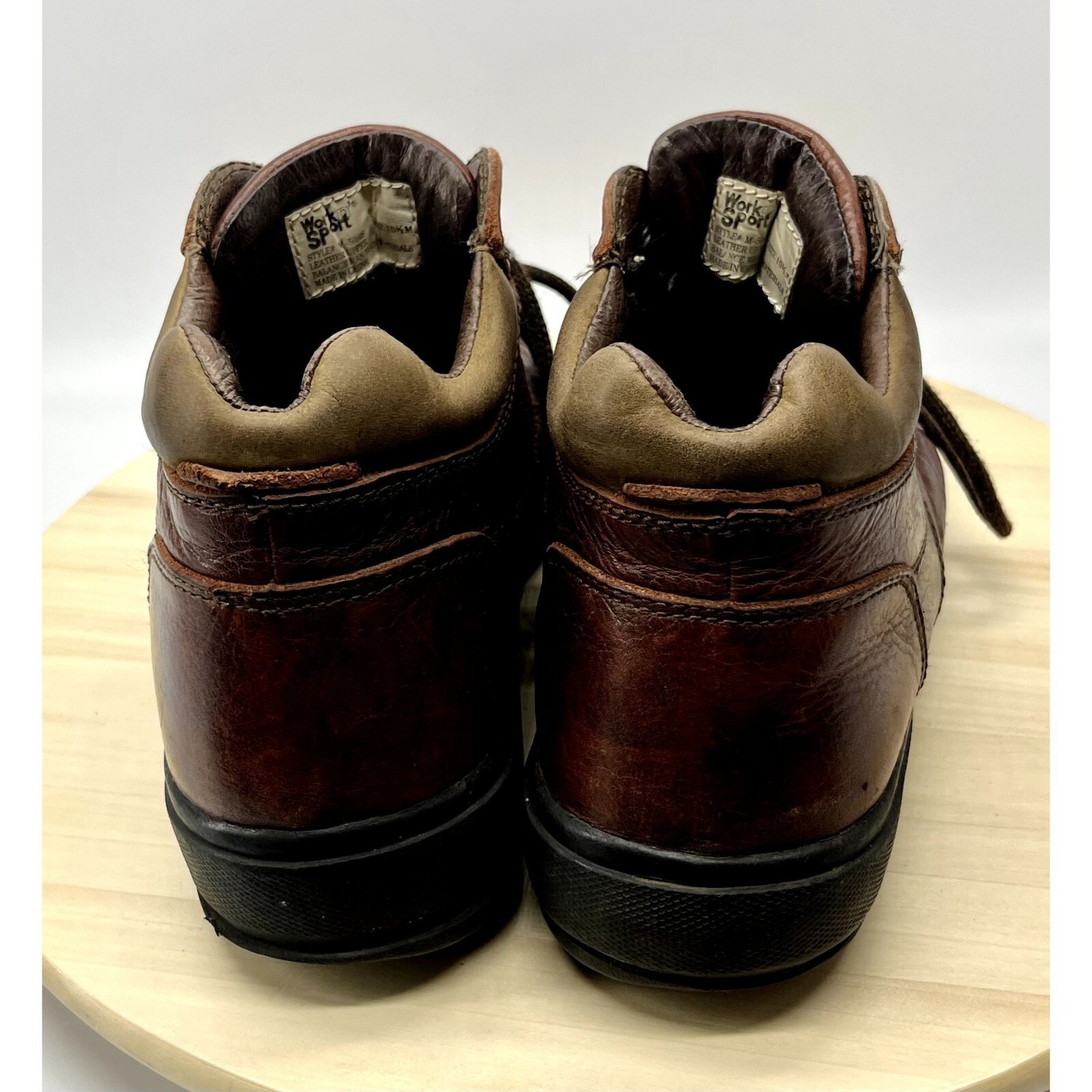 Work N Sport Brown Leather Mid Soft Toe Work Shoe sz 10 1/2 M (S1654)