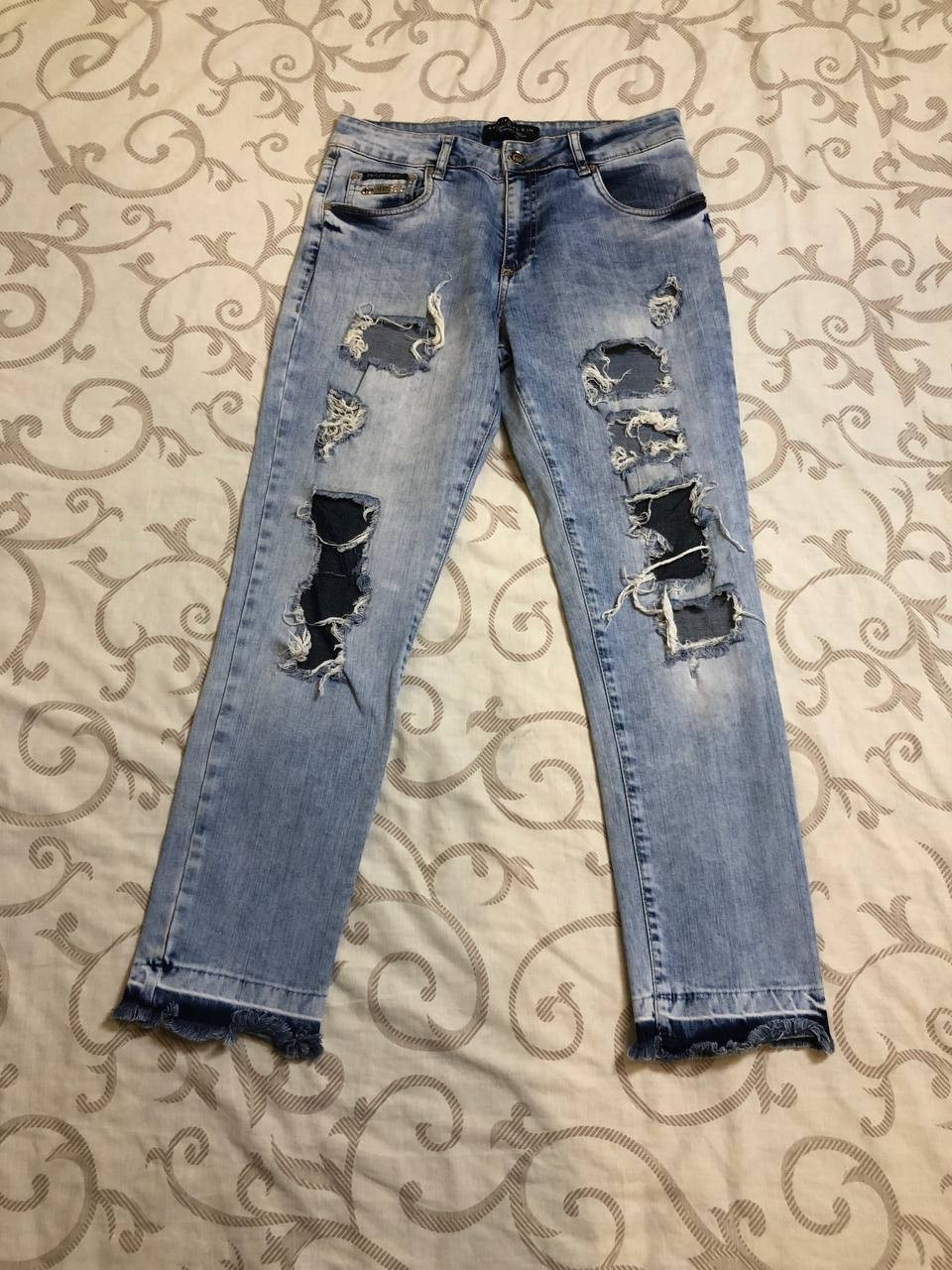 Philipp Plein Jeans 27 Straight Cut Distressed Ripped