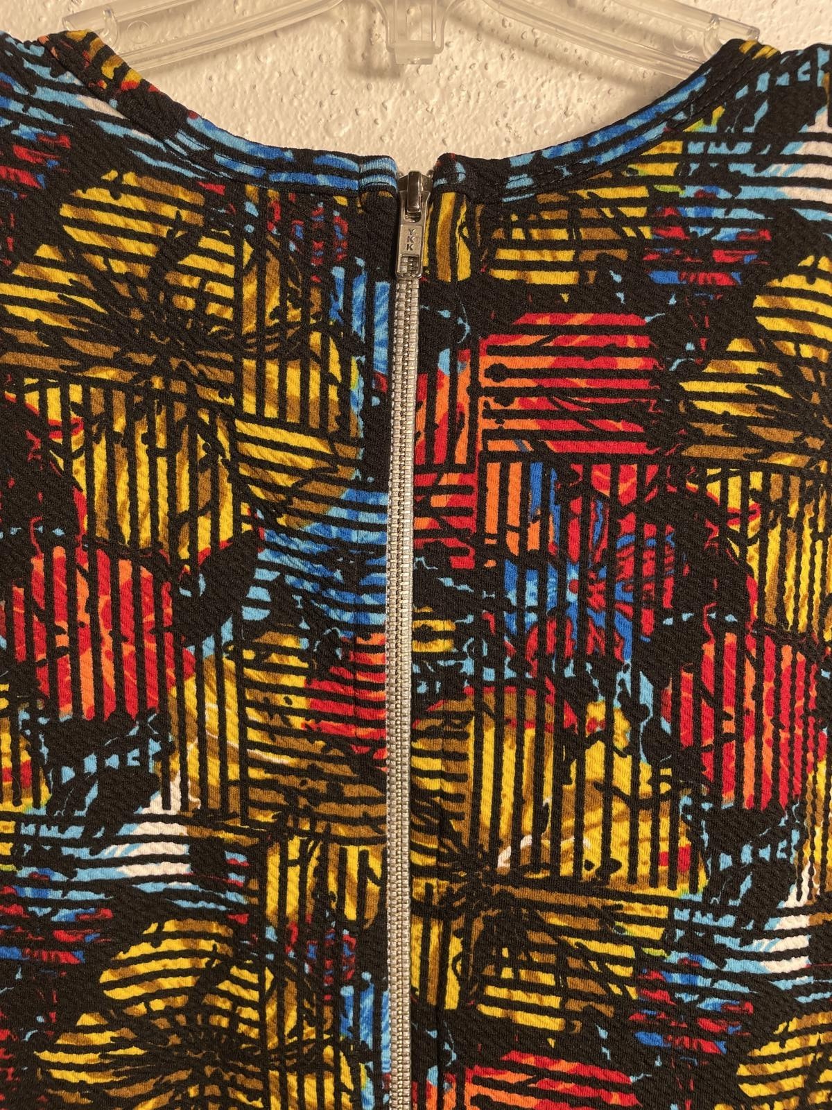 LuLaRoe Dress Mini Women’s Large Puff Shoulder Pleated Retro