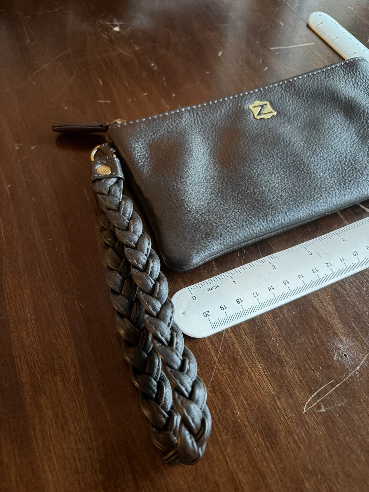 Zerimar Wristlet Wallet brown Womens Genuine Leather braided strap card holder