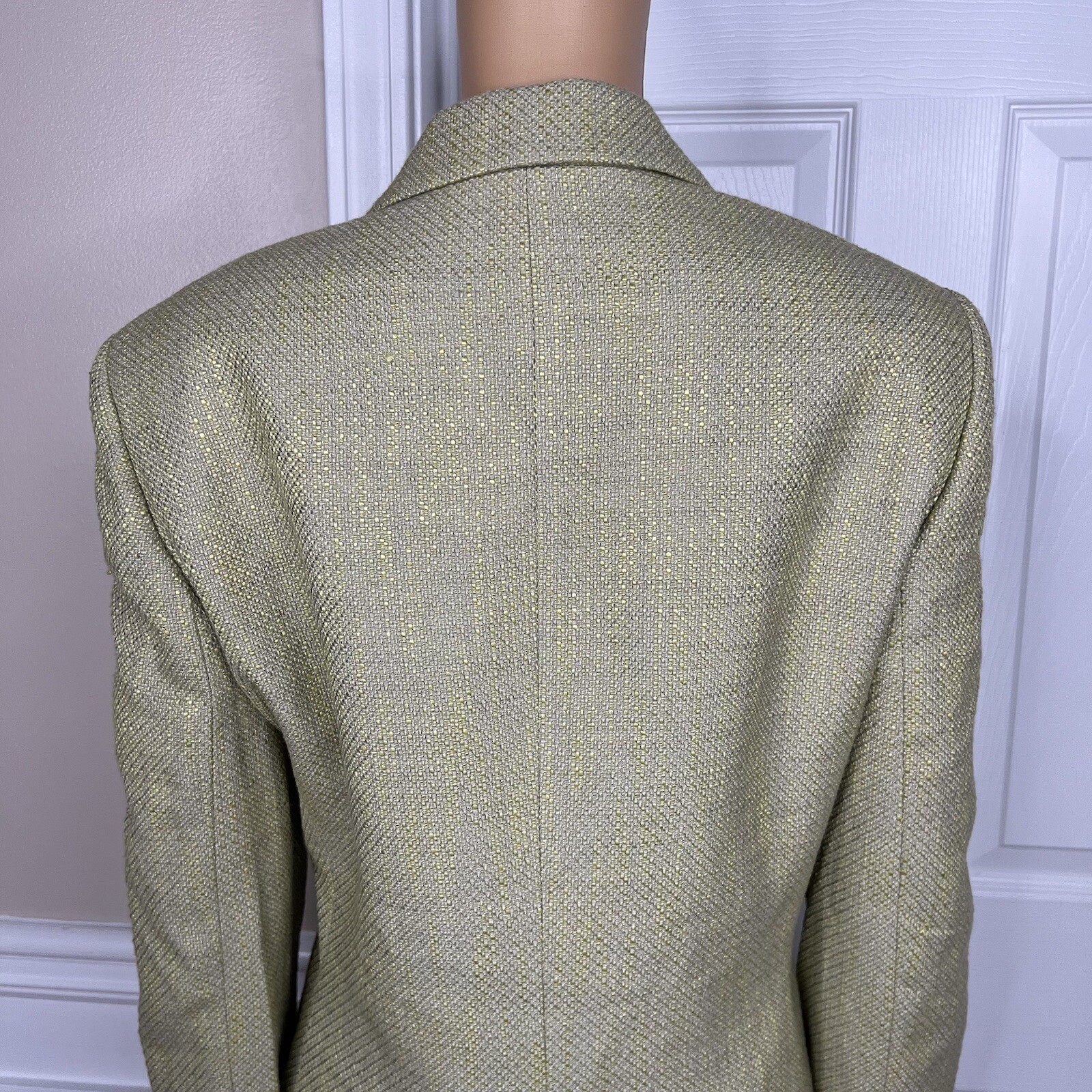 Kasper Women Polyester Rayon Skirt Suit 16 Green Ruffle Lined Wrap Belted 2PC